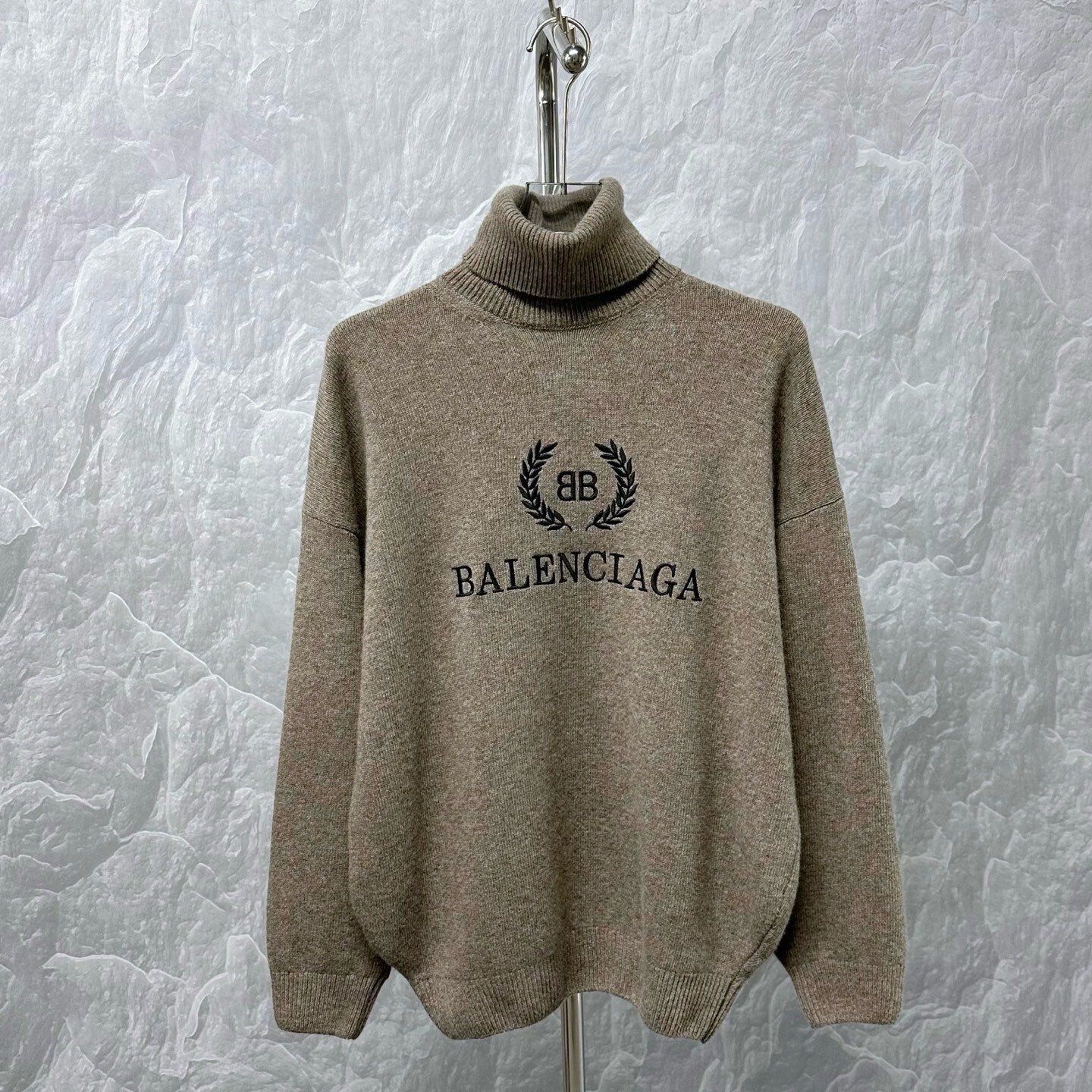 Balenciaga 2B Embroidery Turtleneck Wool Sweater