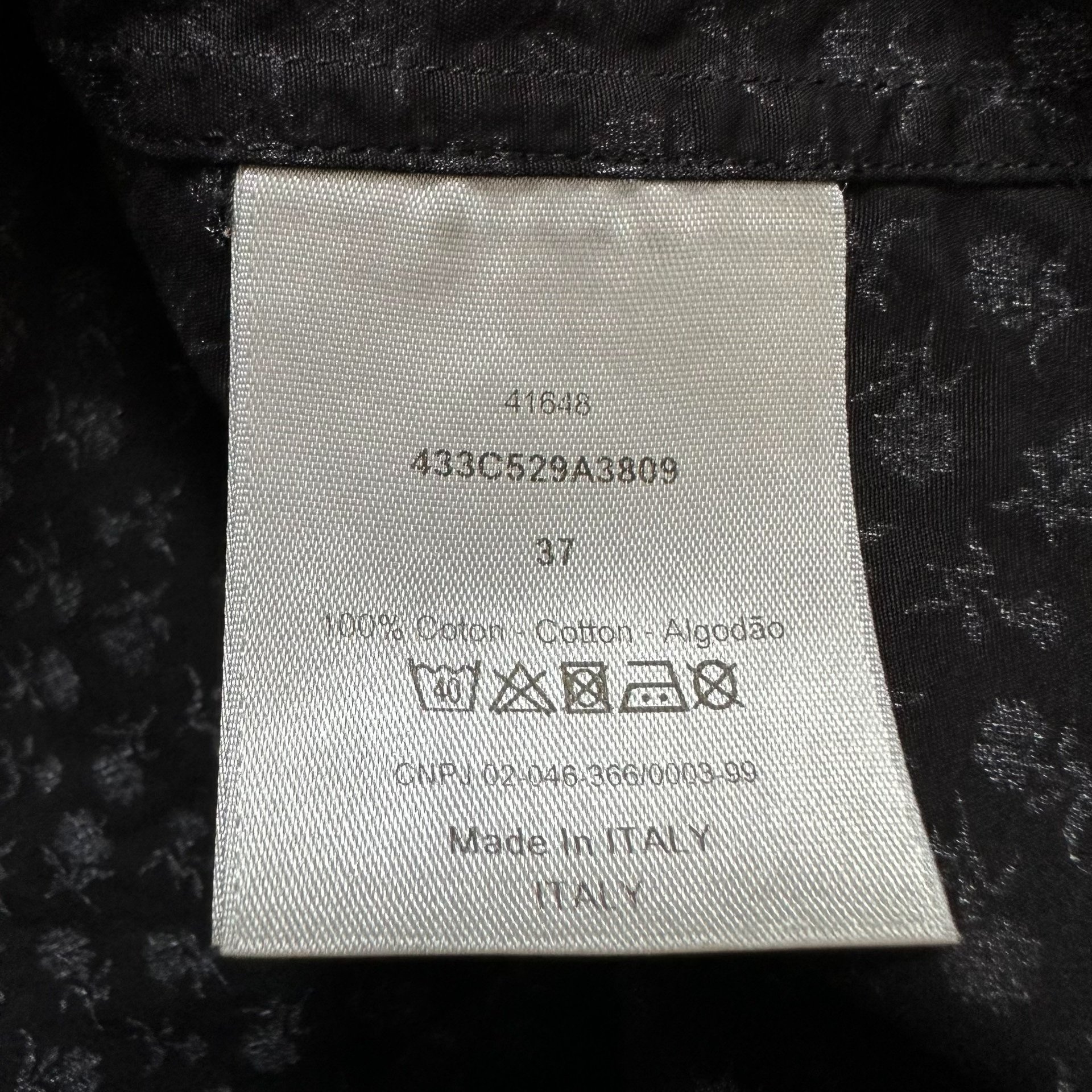 Dior Black Floral Print Long-Sleeve Shirt — back