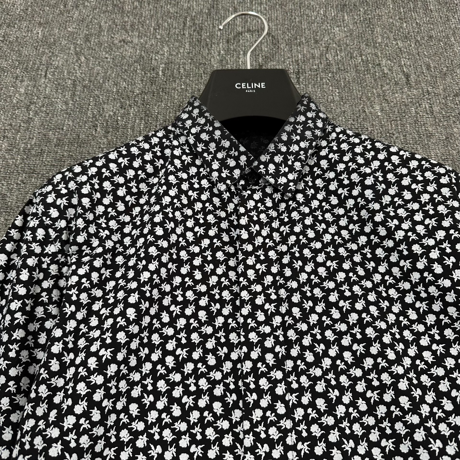 Dior Black Floral Print Long-Sleeve Shirt — front