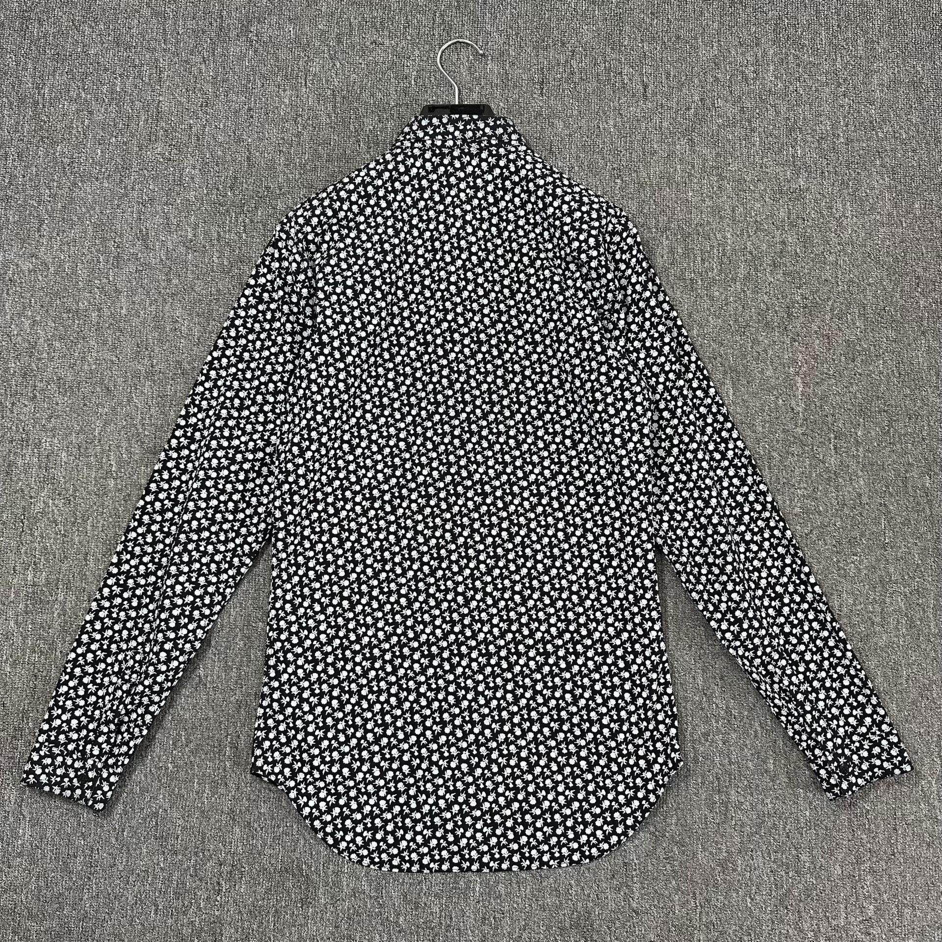 Dior Black Floral Print Long-Sleeve Shirt — detail