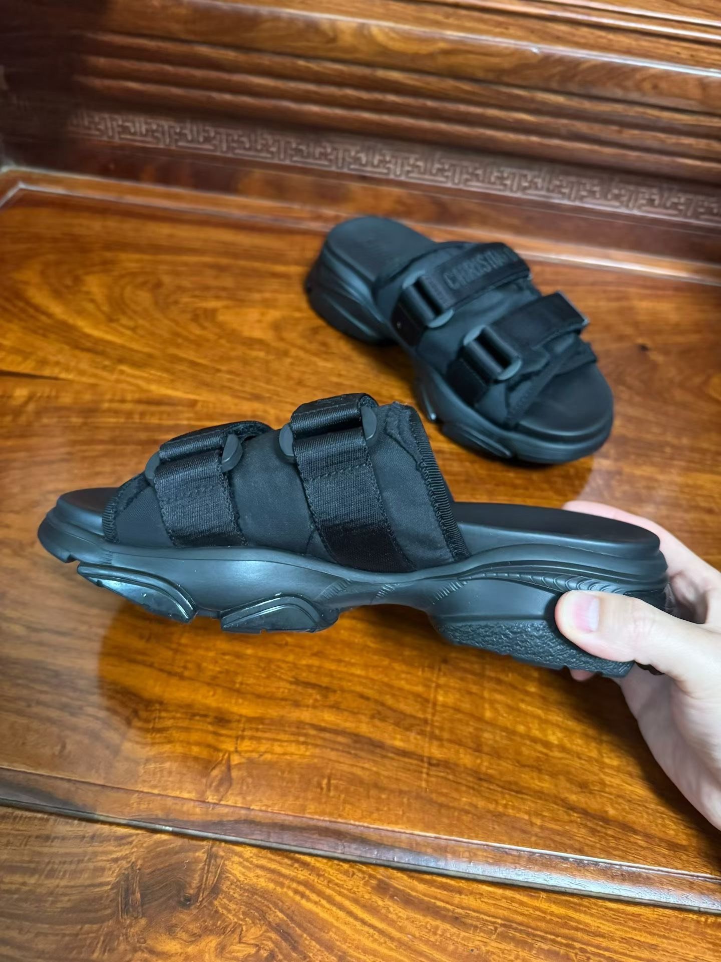 Dior D-Wander Slide Sandals — label