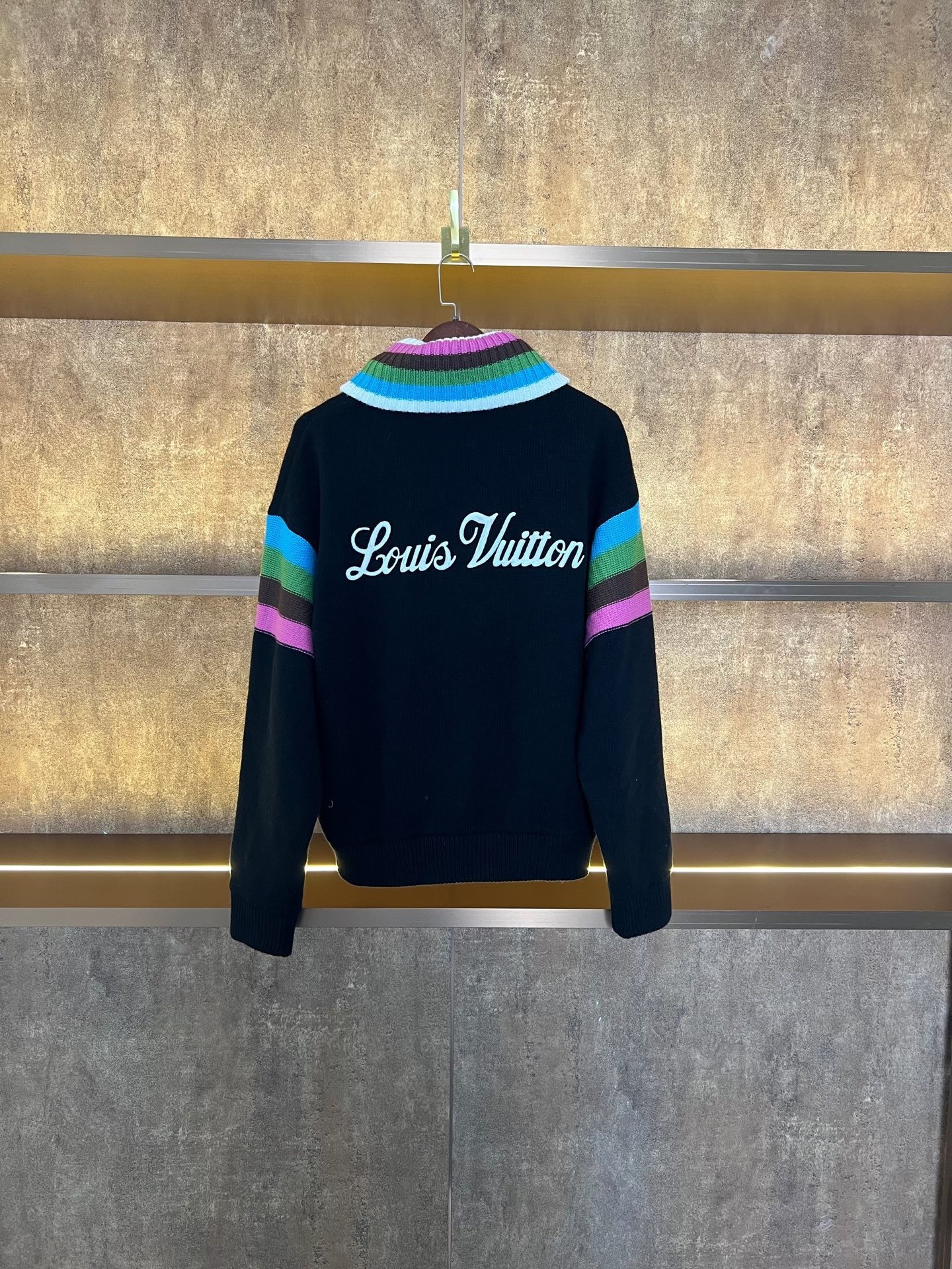 Louis Vuitton Color Block Knit Cardigan — front
