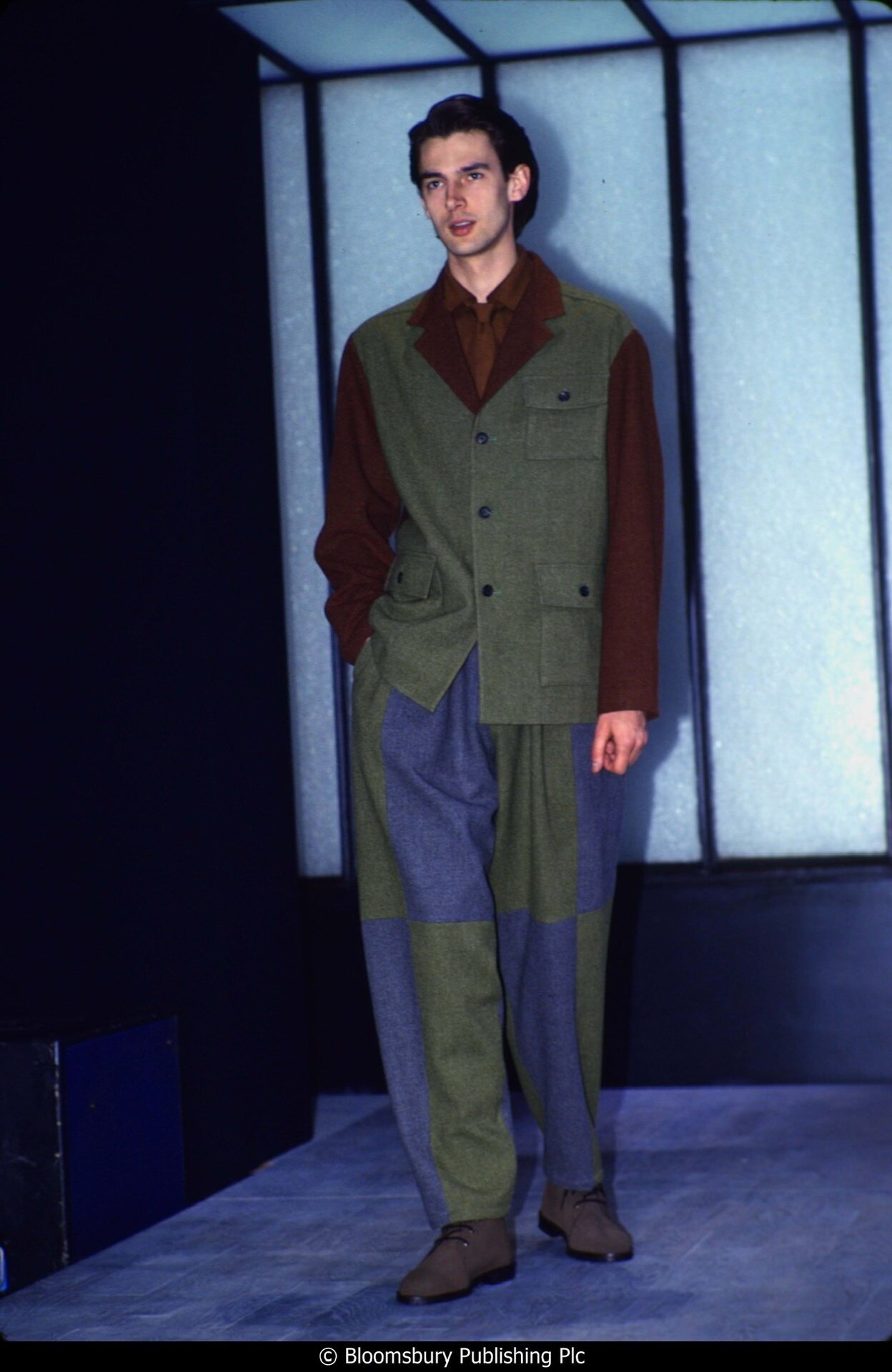 Yohji Yamamoto 90AW Color Block Wool Coat — detail