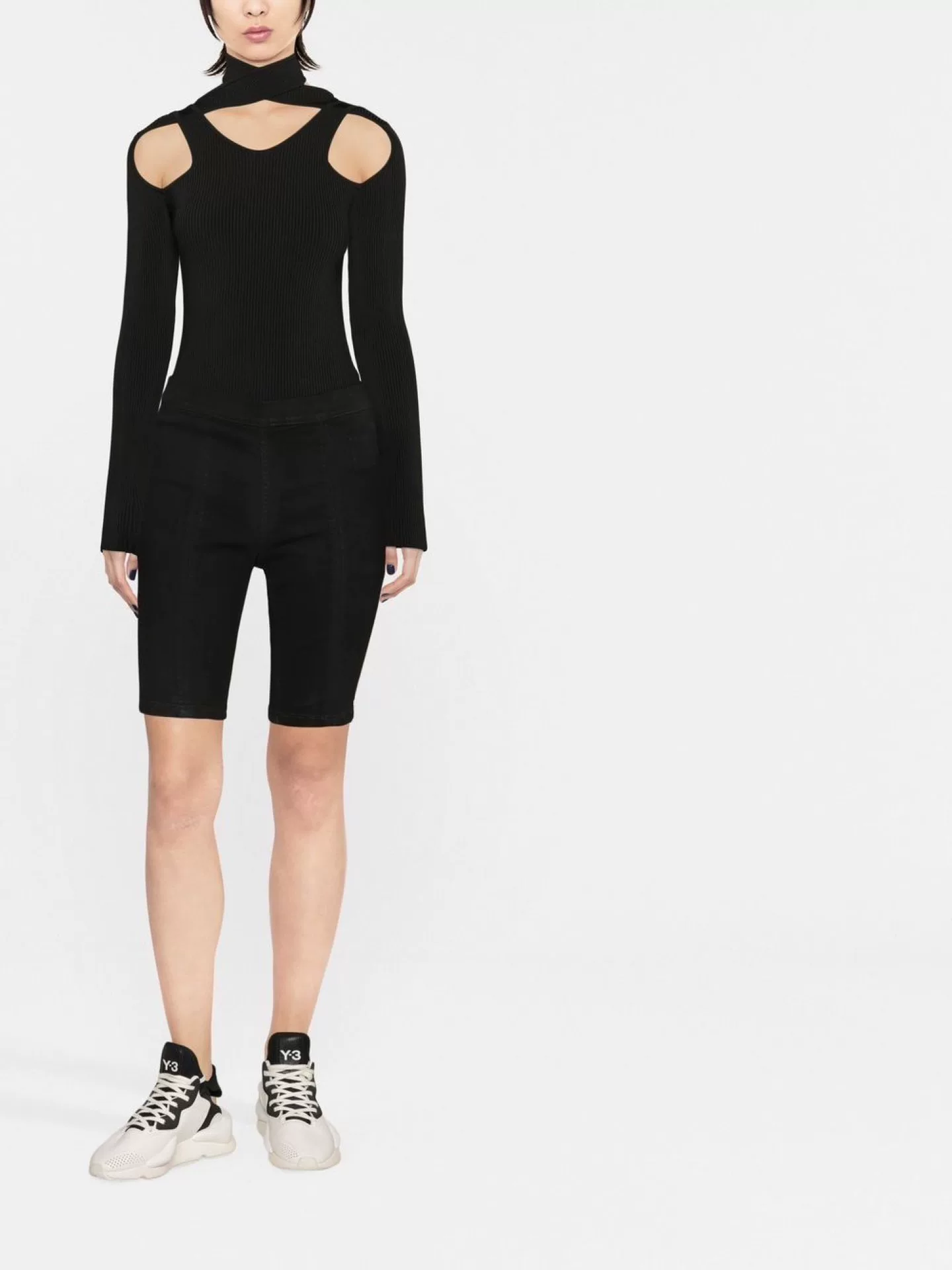 Rick Owens Women's Black Denim Shorts — label