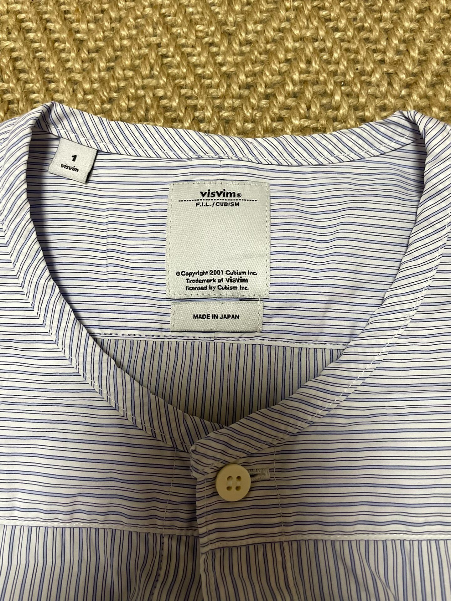 VISVIM KERCHIEF BORDER Stripe Crew Neck Shirt — label
