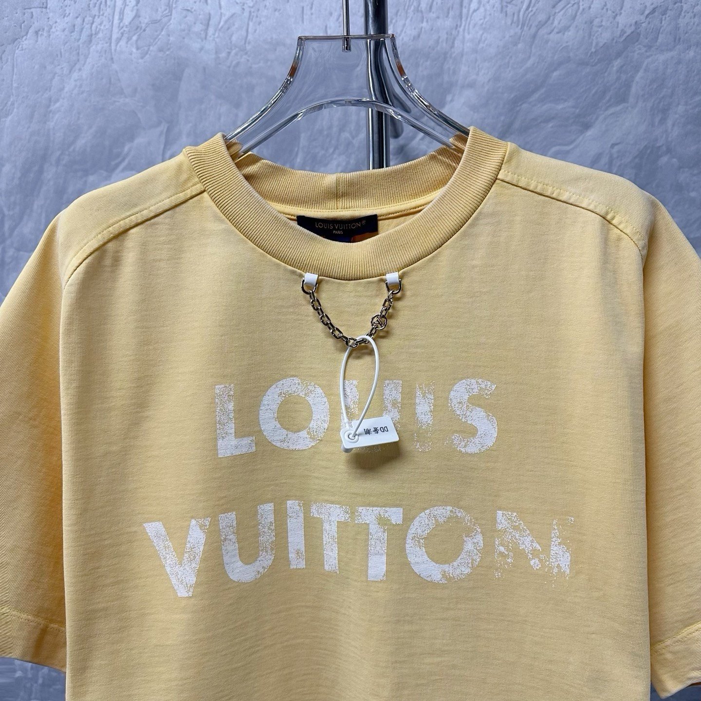 Louis Vuitton FW24 Distressed Print Chain Tee — detail