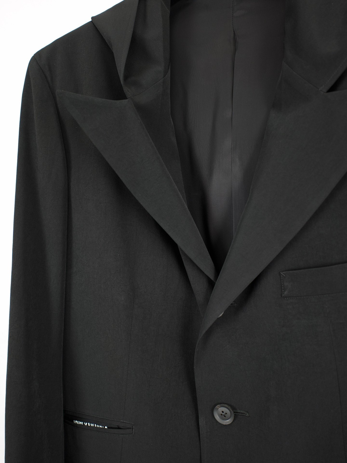 Yohji Yamamoto 23SS Hooded Triacetate Coat — detail