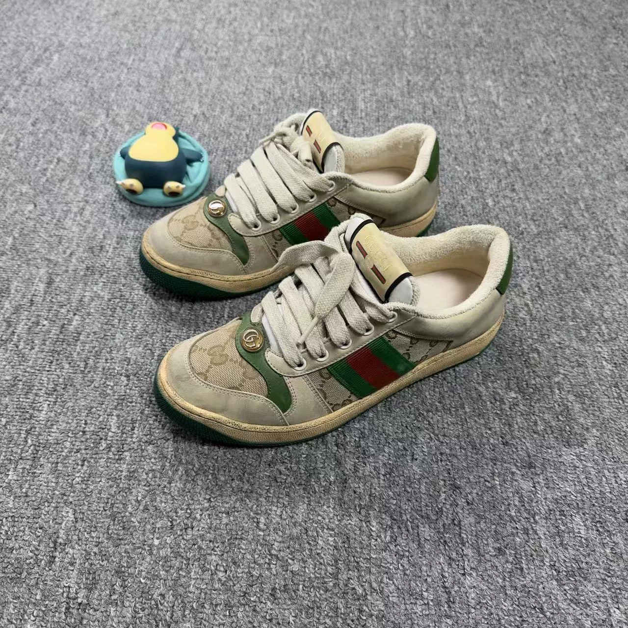 Gucci Distressed Green Red Striped Sneakers