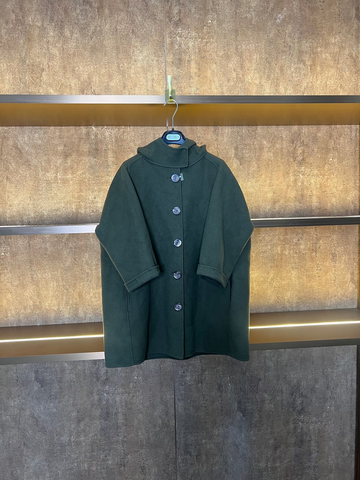 Dior Dark Green Cashmere Hooded Coat