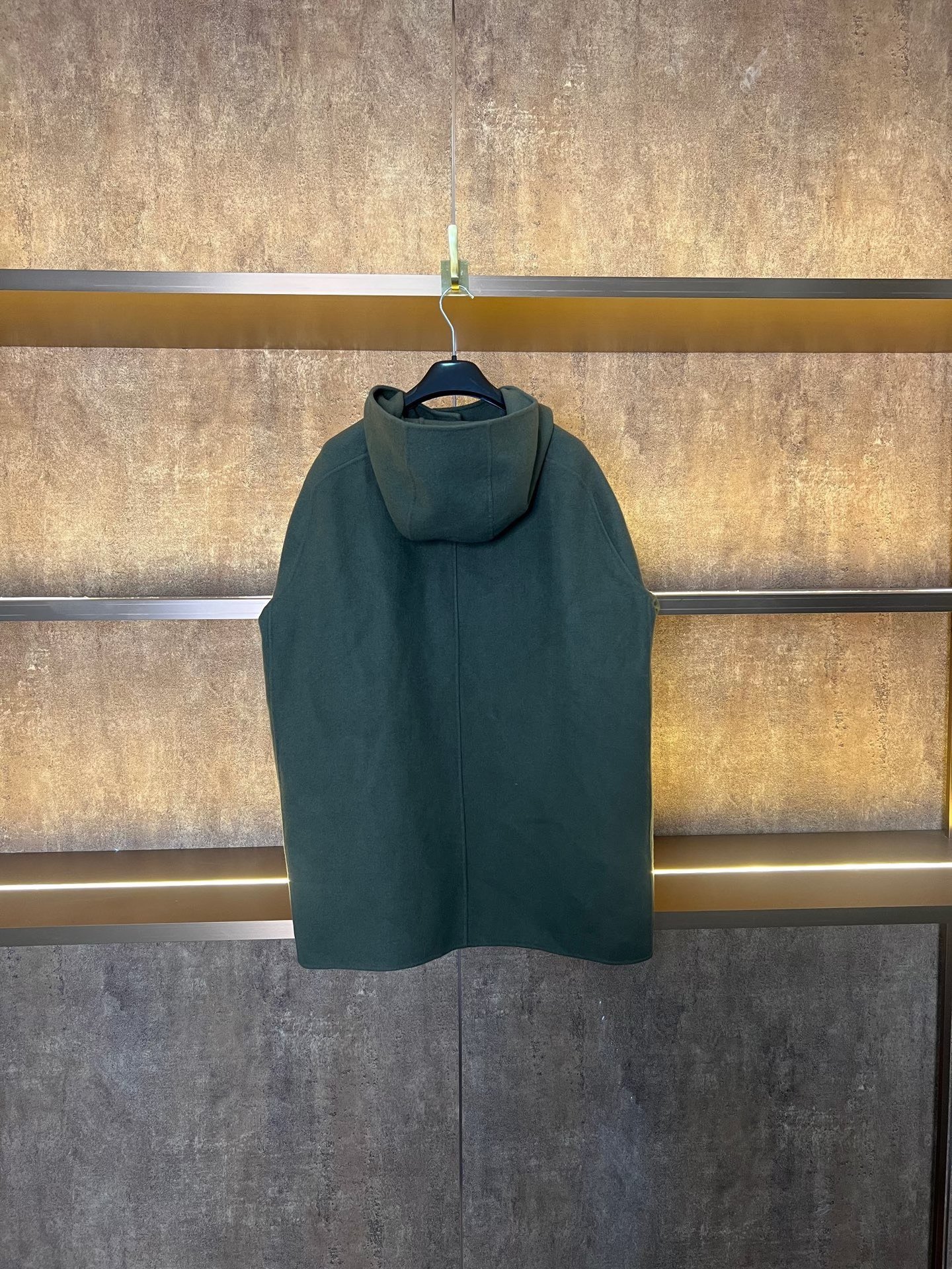 Dior Dark Green Cashmere Hooded Coat — front