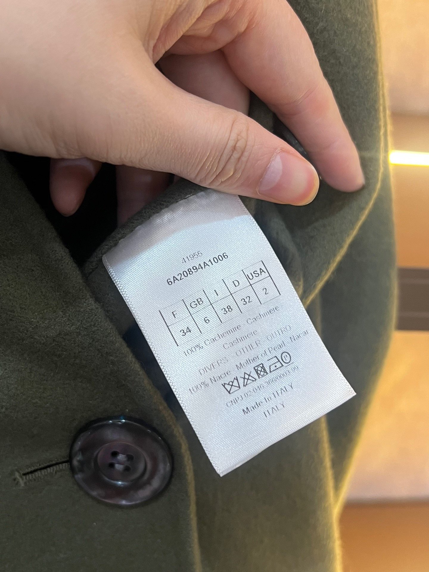 Dior Dark Green Cashmere Hooded Coat — back