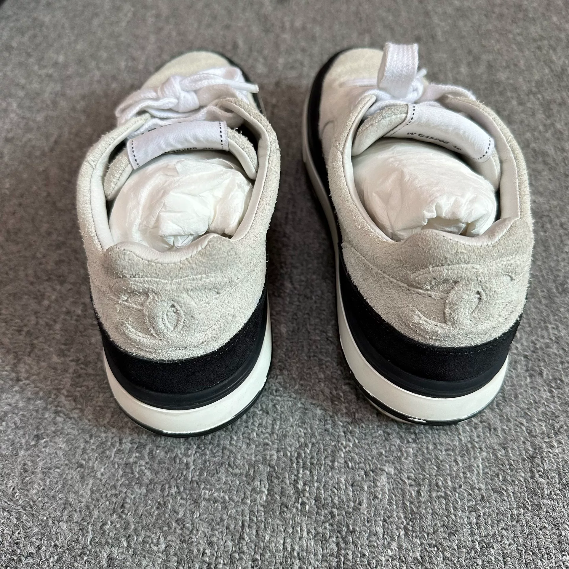 Chanel Black White Panda Suede Sneakers — back