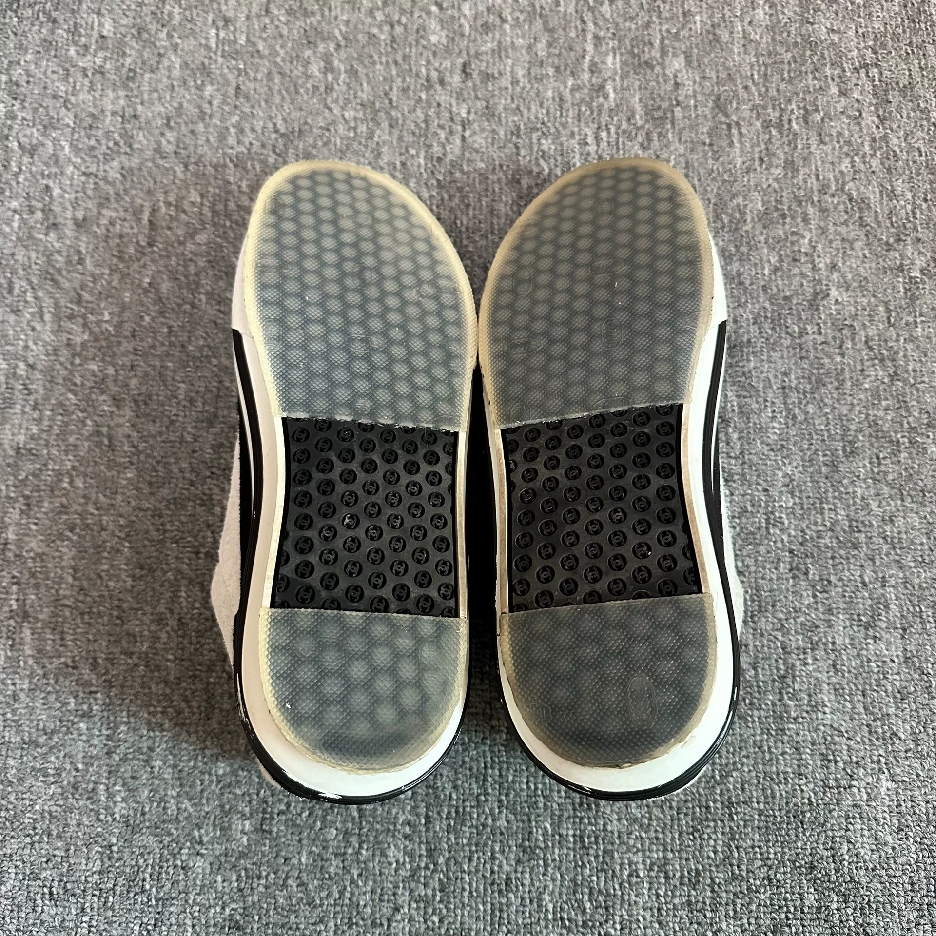 Chanel Black White Panda Suede Sneakers — label
