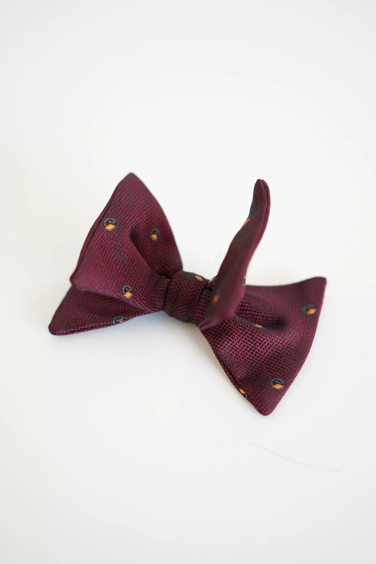 Yohji Yamamoto 80s Burgundy Silk Bow Tie — front