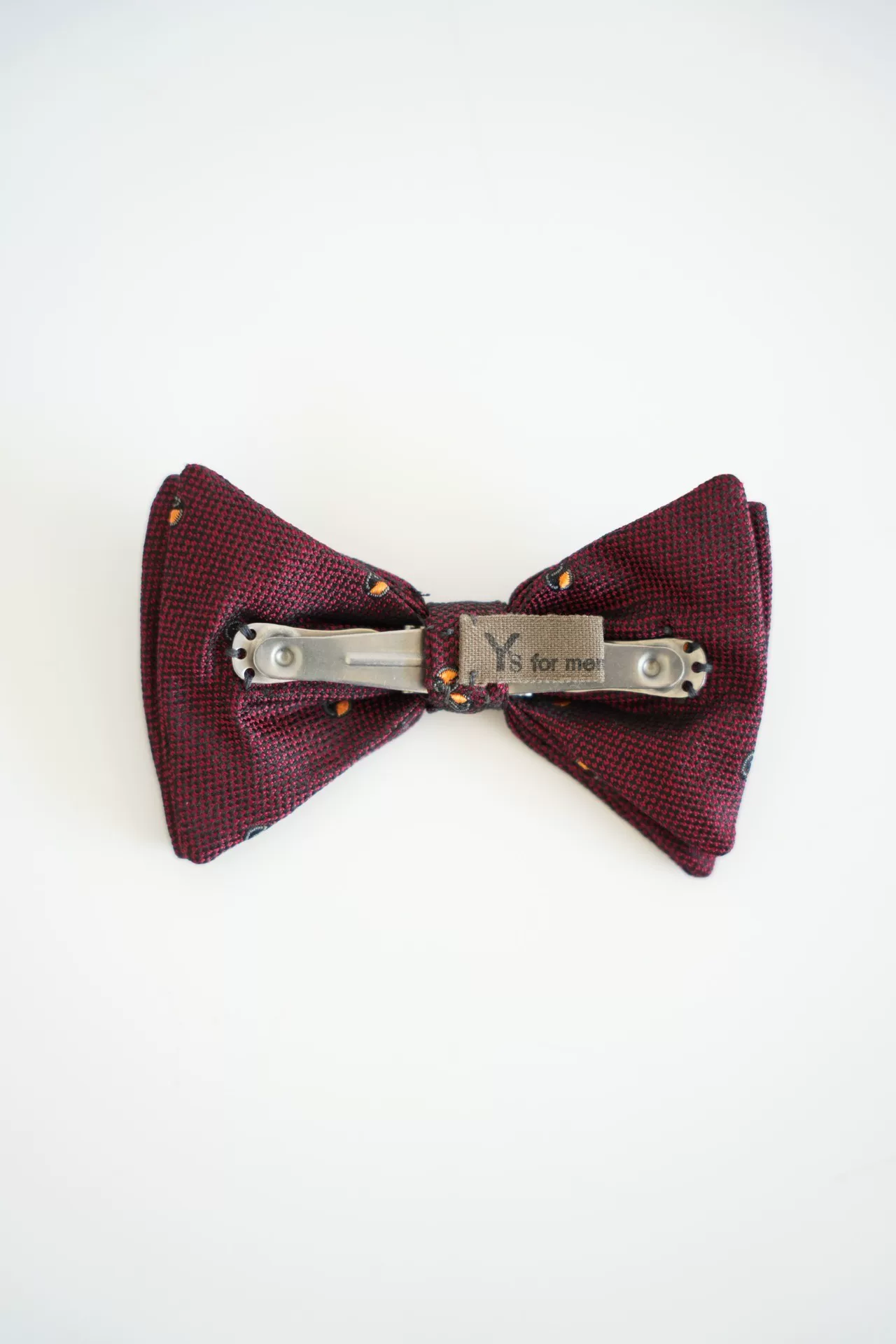 Yohji Yamamoto 80s Burgundy Silk Bow Tie — detail