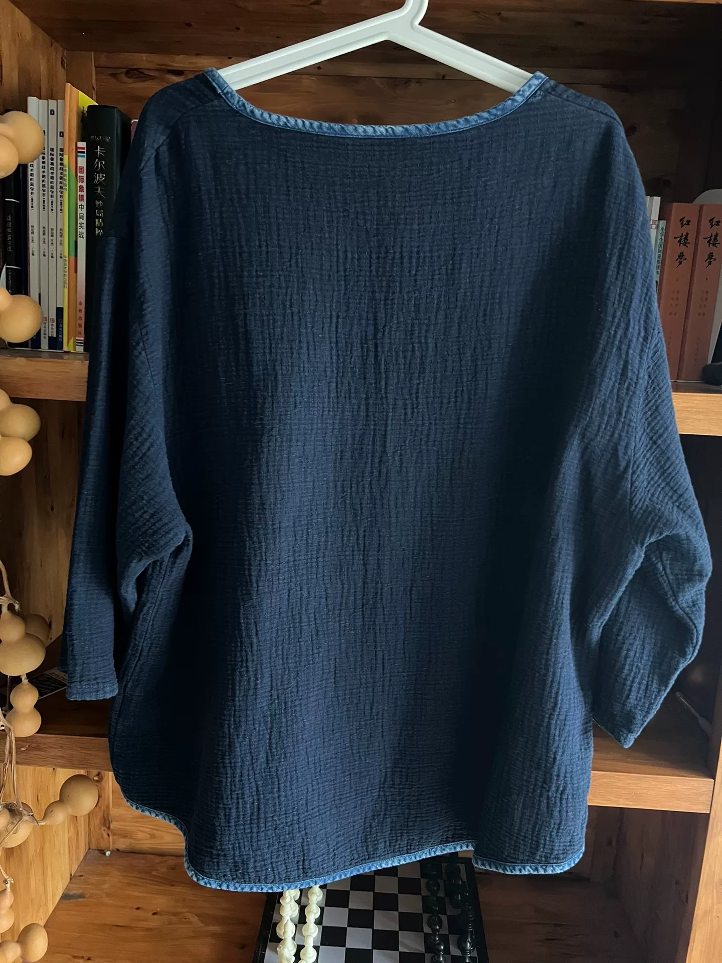 Porter Classic Indigo Sashiko Robe Coat — label