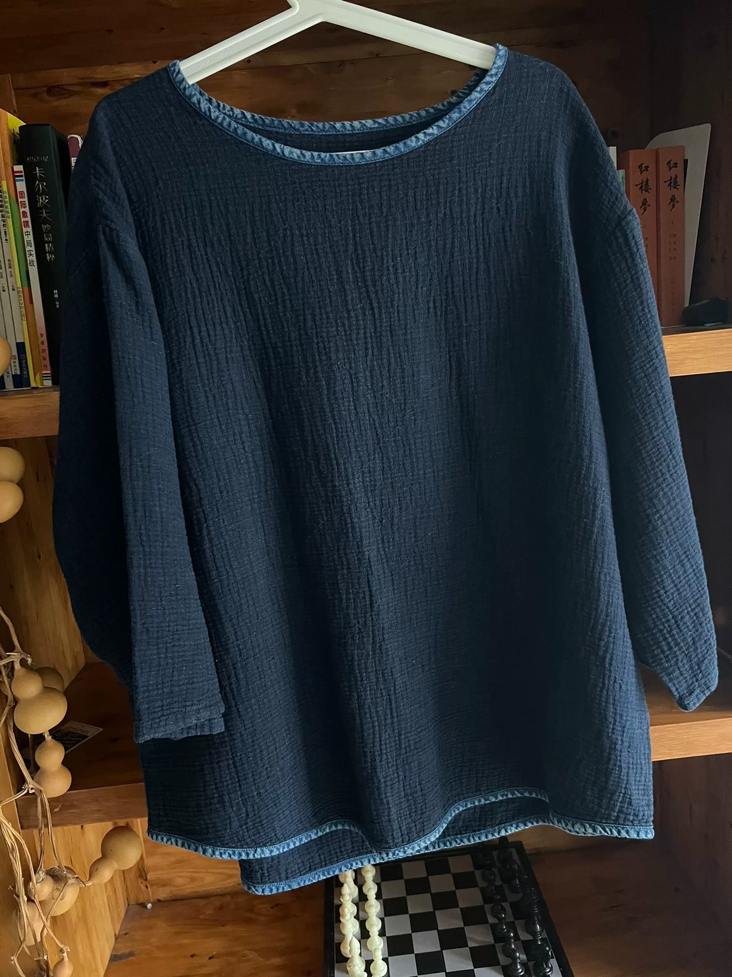 Porter Classic Indigo Sashiko Robe Coat — front