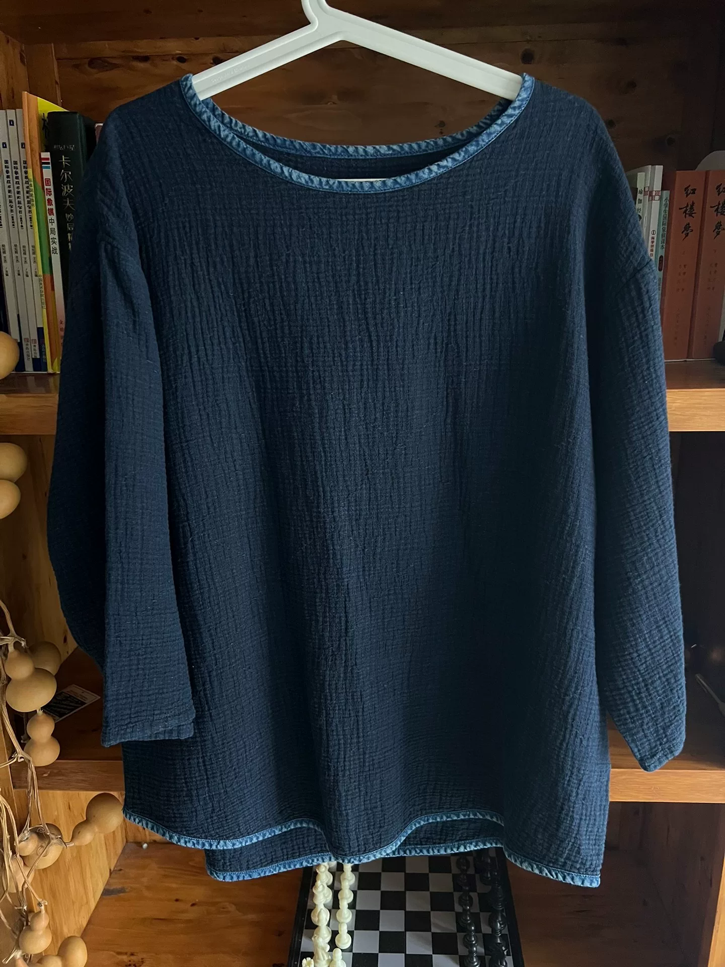Porter Classic Indigo Sashiko Robe Coat — back