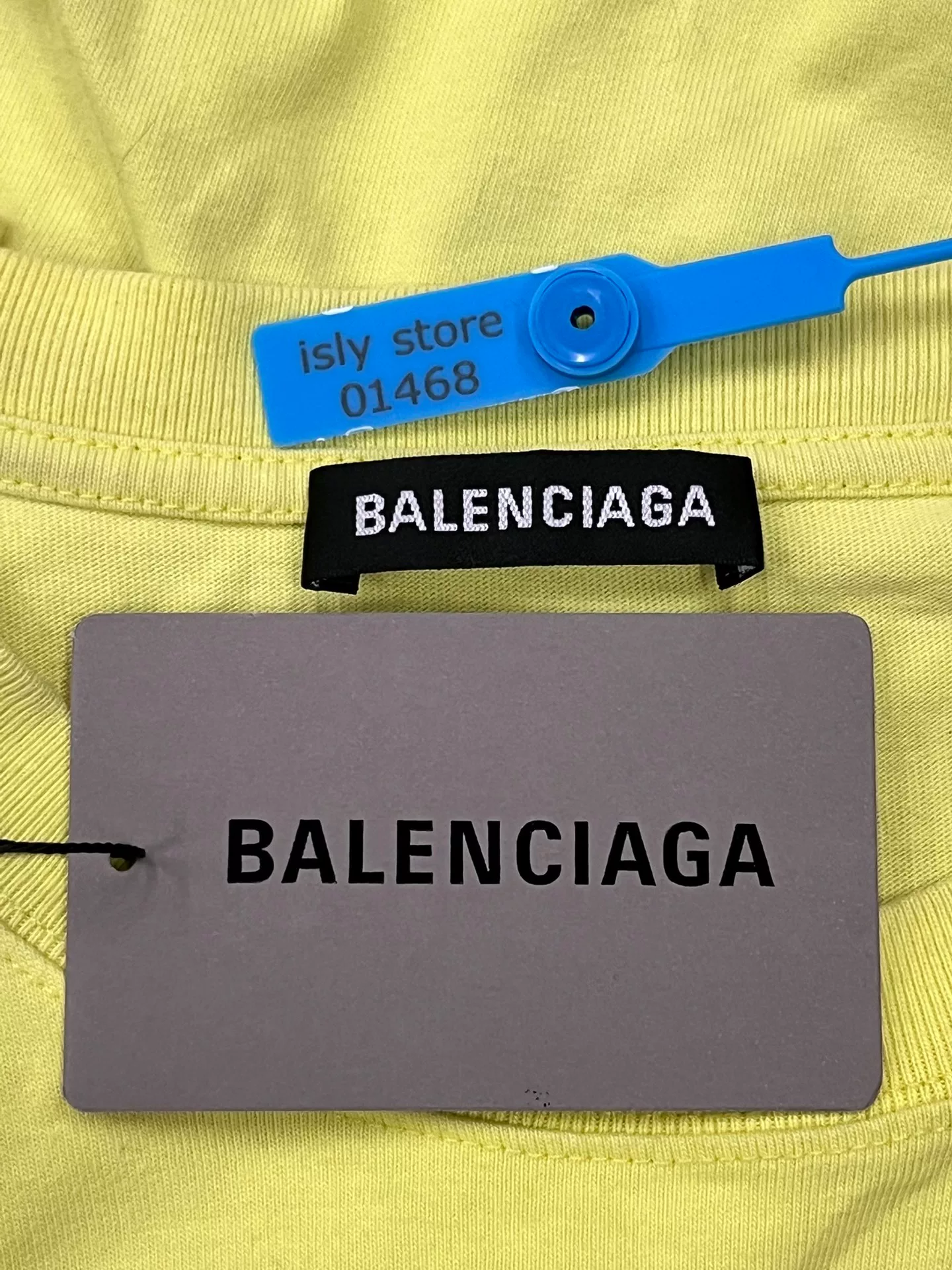 Balenciaga Logo Yellow Short-Sleeve T-Shirt — back