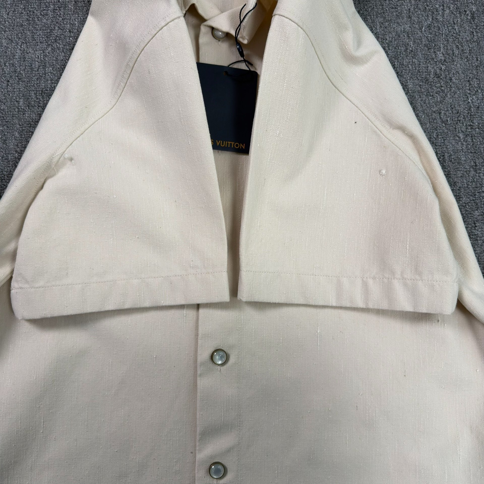 LV Leather Logo Beige Short-Sleeve Shirt — back