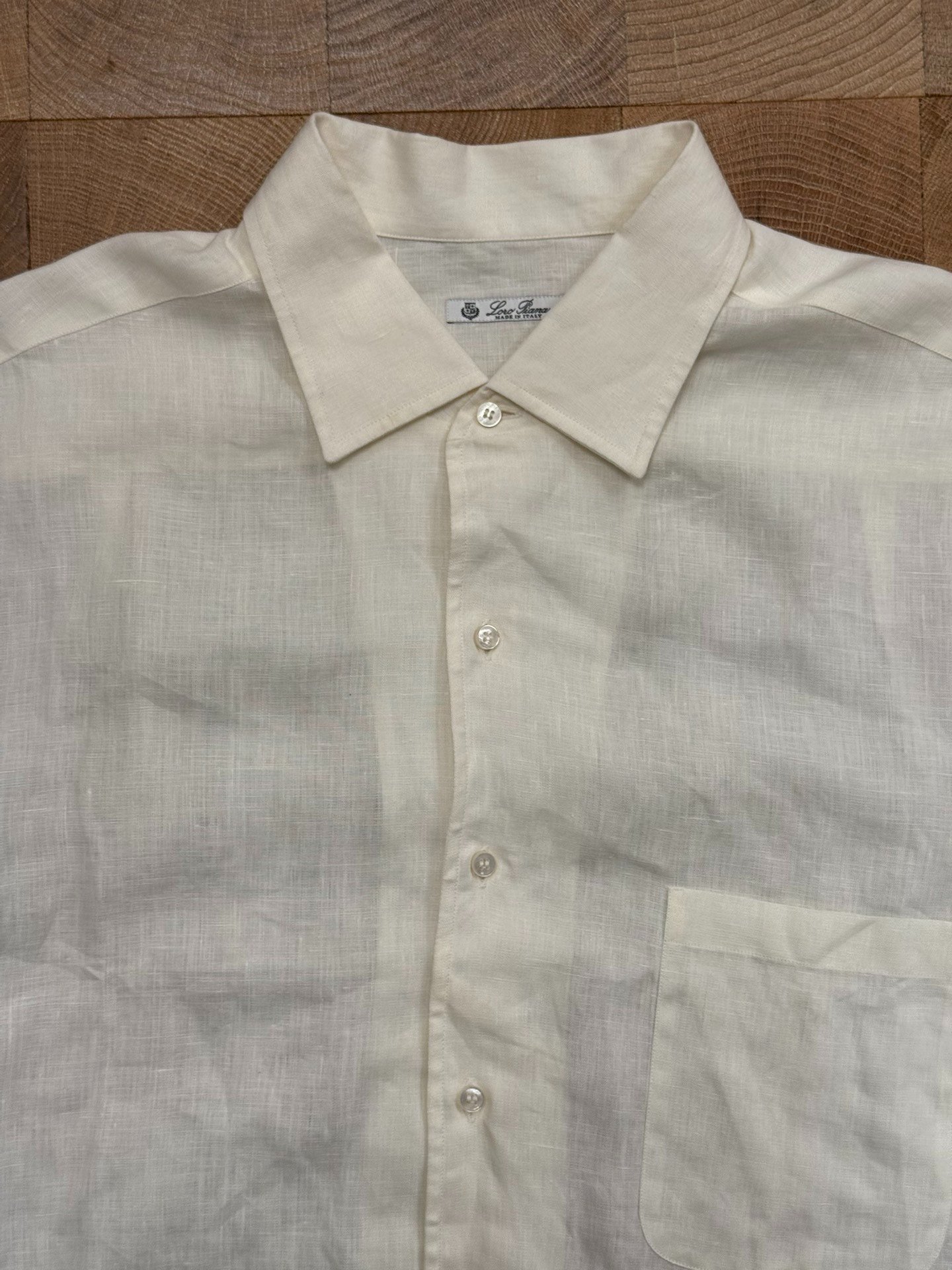 Loro Piana Solbiati White Linen Shirt — front