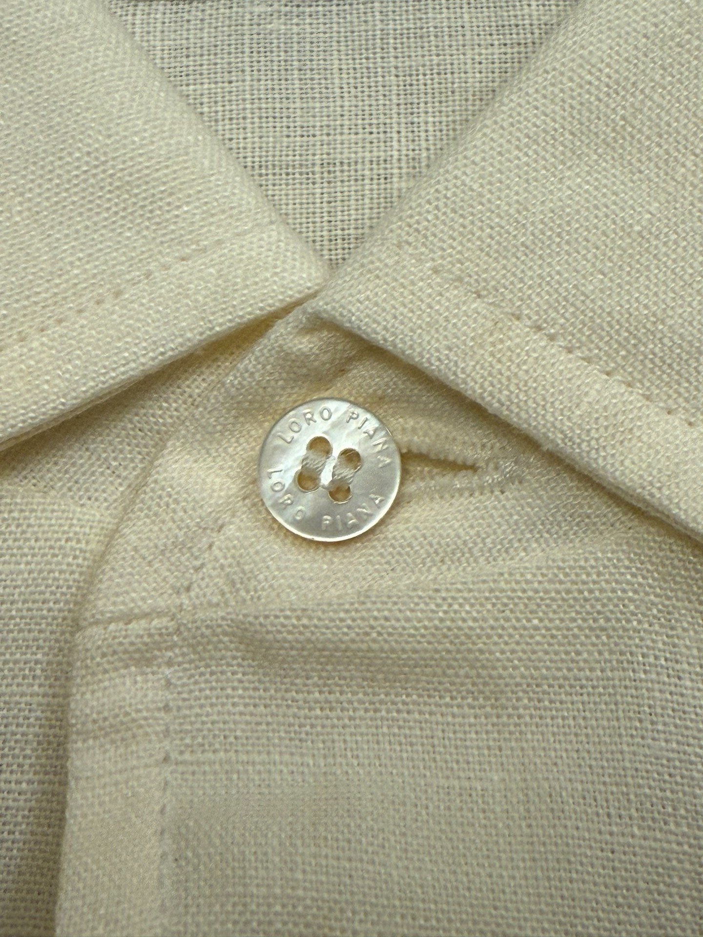 Loro Piana Solbiati White Linen Shirt — label