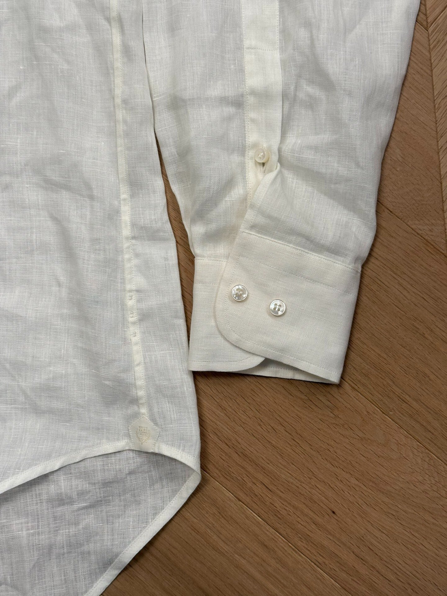 Loro Piana Solbiati White Linen Shirt — detail
