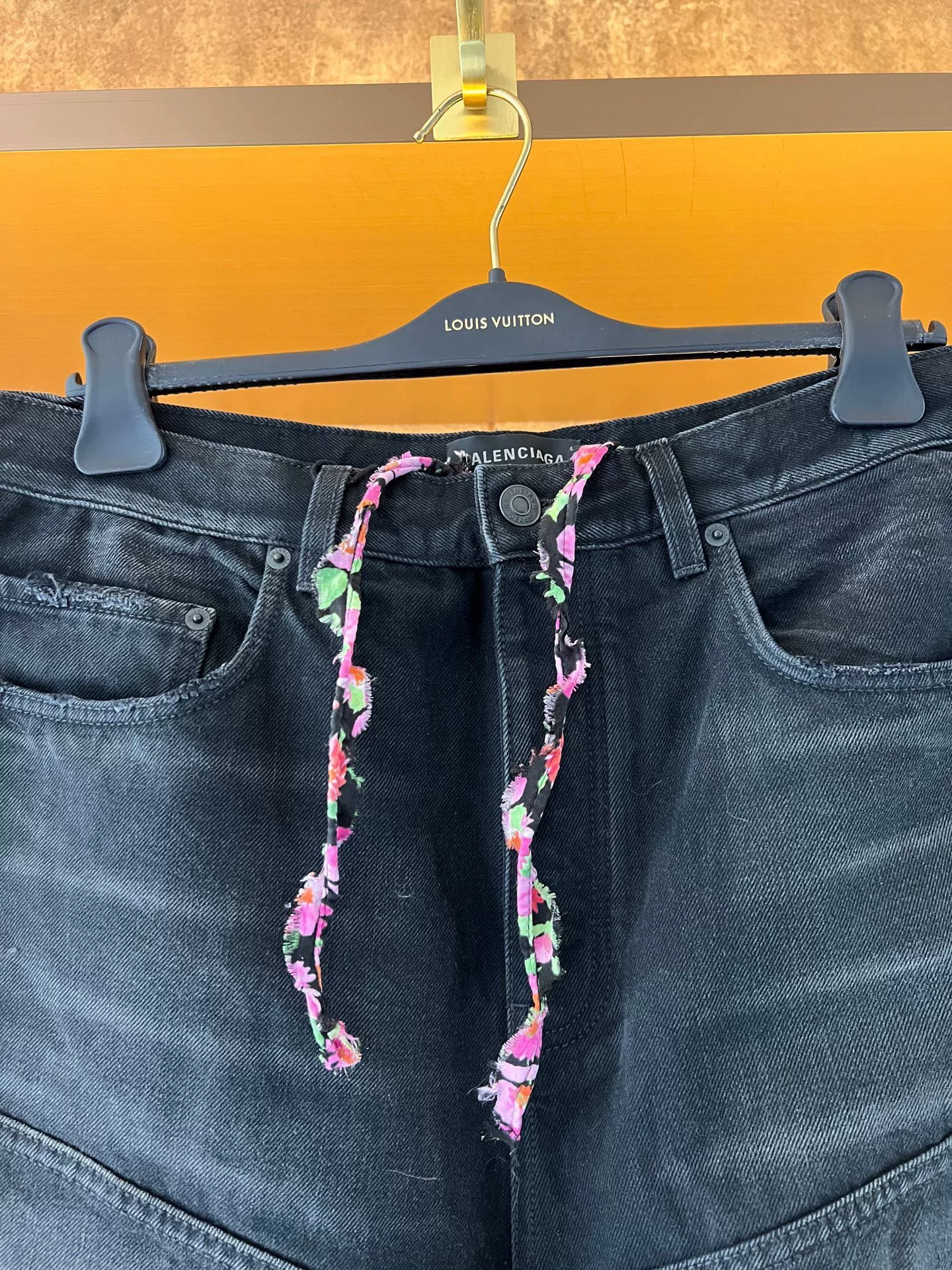 Balenciaga Dark Blue Drawstring Jeans — detail