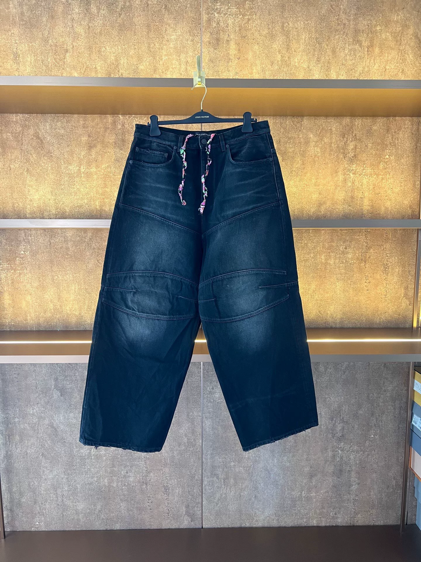Balenciaga Dark Blue Drawstring Jeans