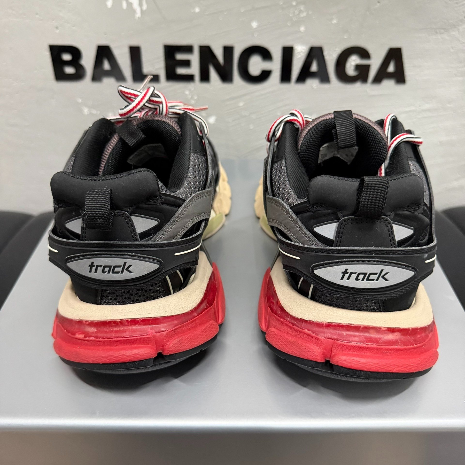Balenciaga Track Black Red Sneakers — label