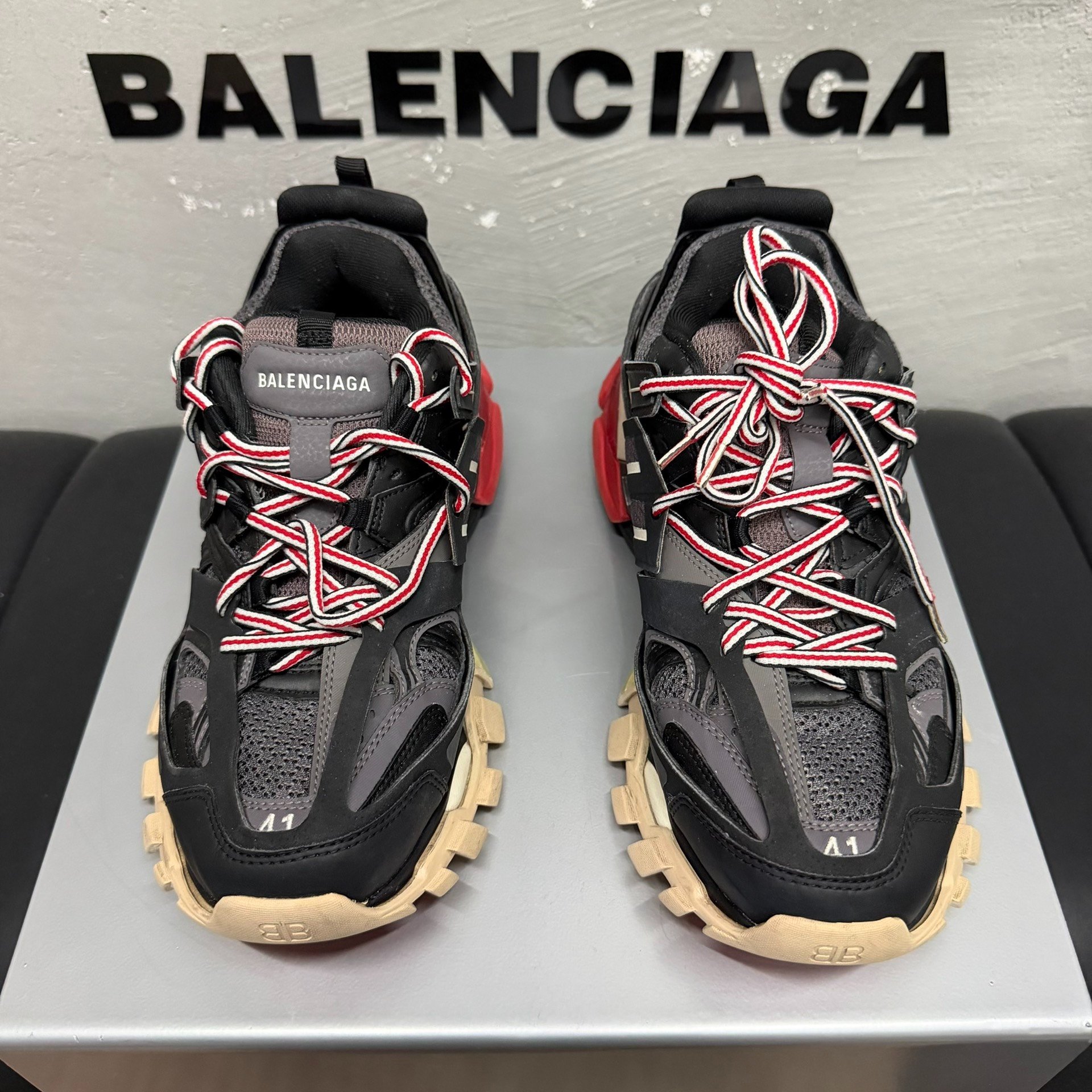 Balenciaga Track Black Red Sneakers — front
