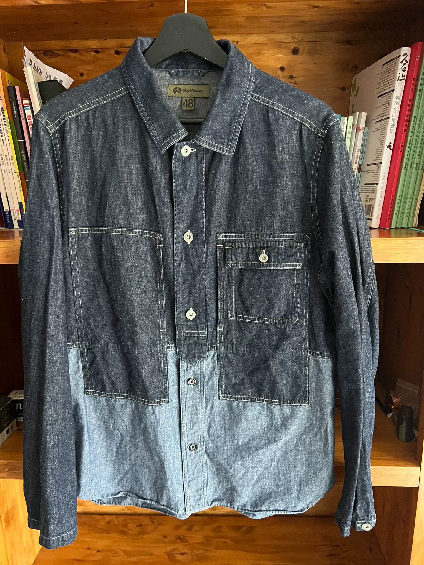 Nigel Cabourn Indigo Patchwork Workwear Shirt — back