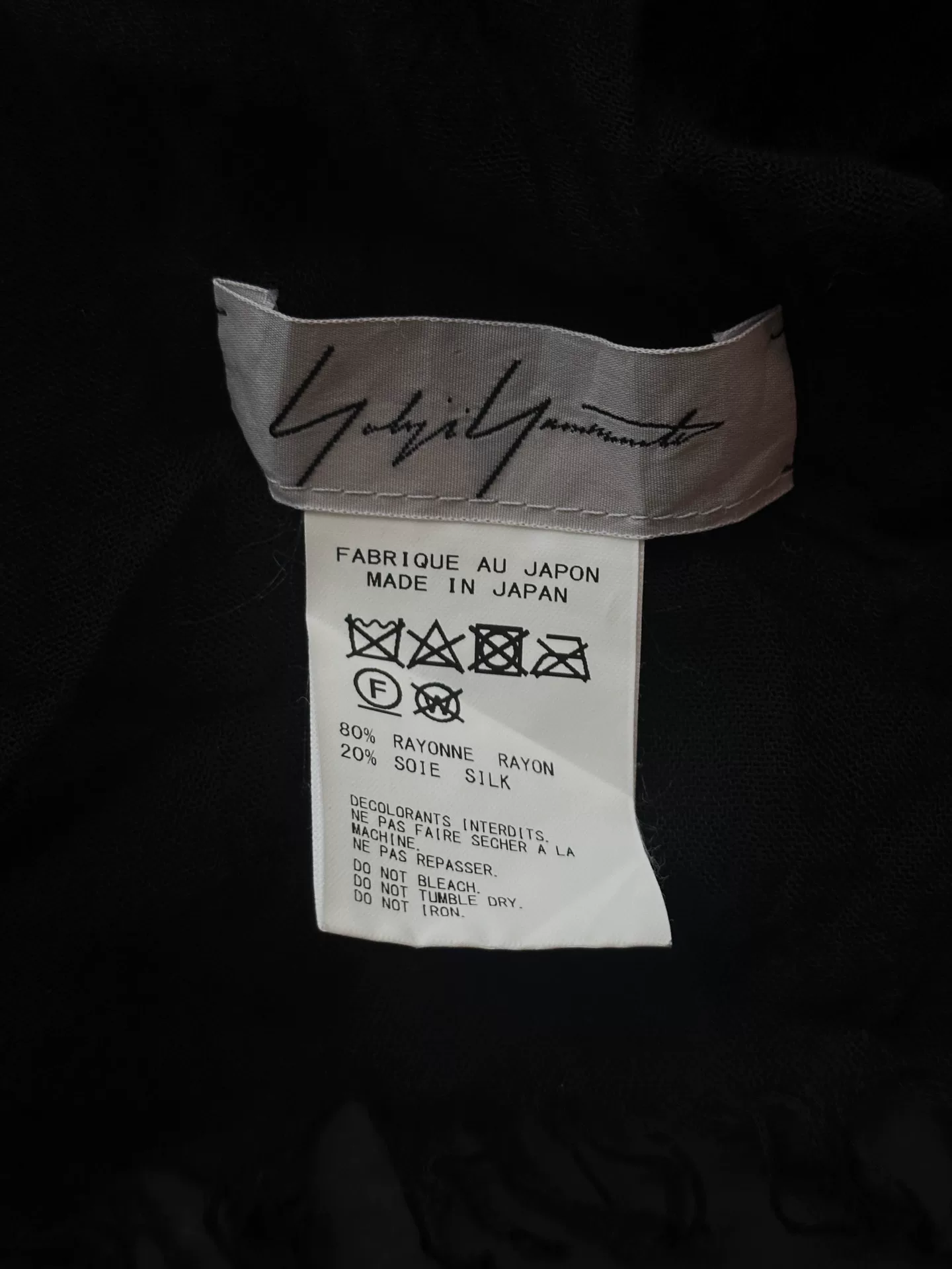 Yohji Yamamoto Black Signature Scarf — back