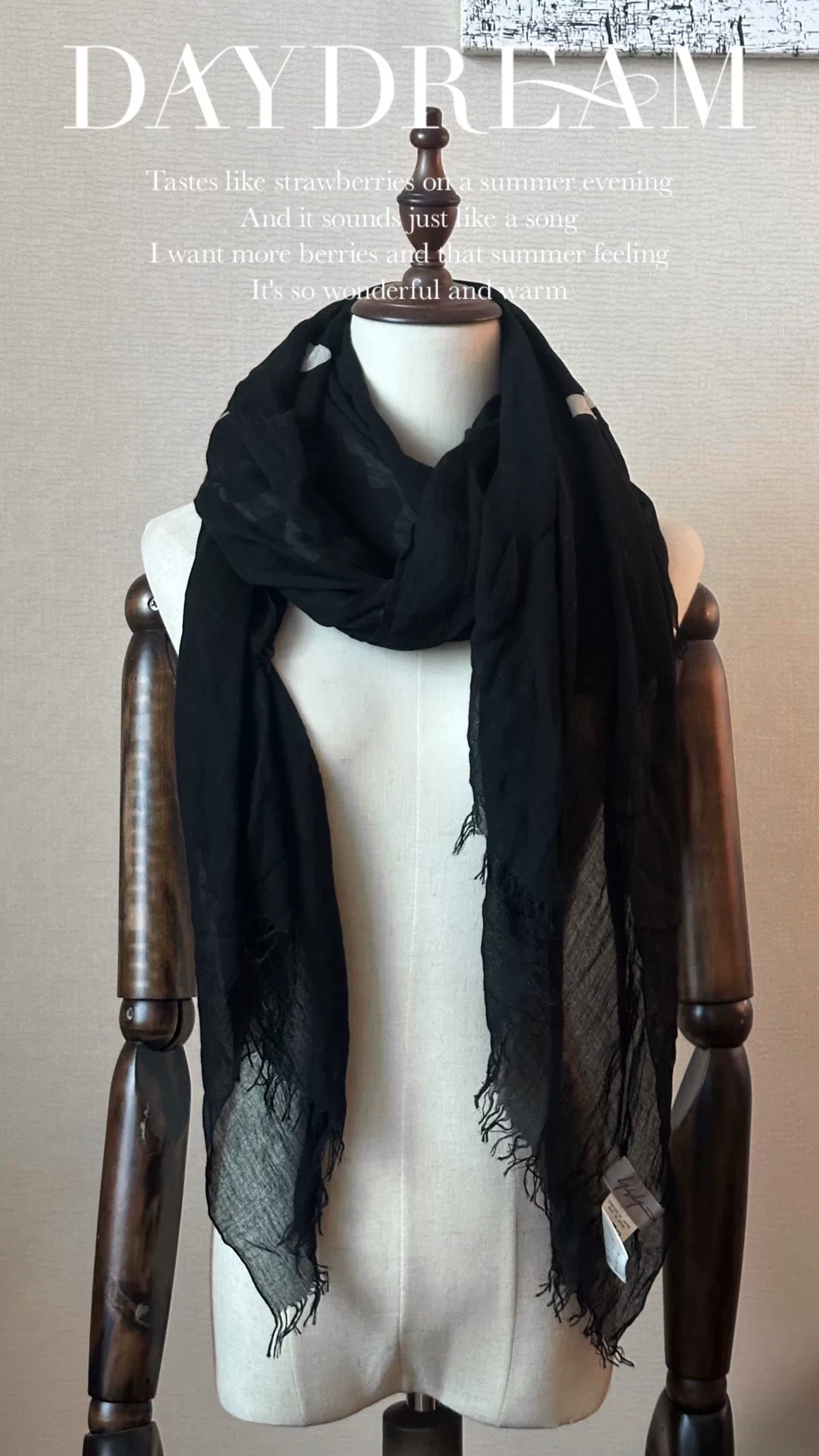 Yohji Yamamoto Black Signature Scarf — detail