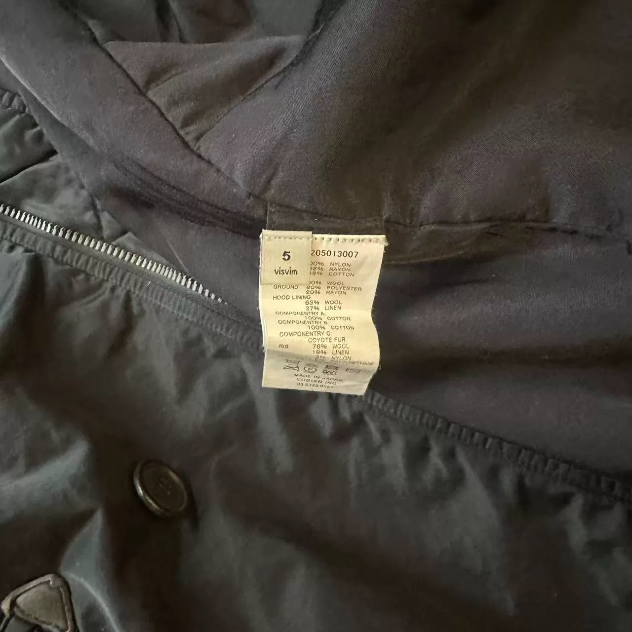 visvim First Gen Wolf Fur Collar — back