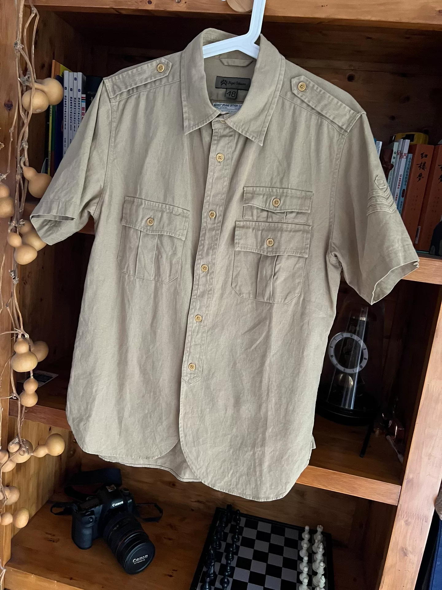 Nigel Cabourn Jungle Short Sleeve Work Shirt — detail