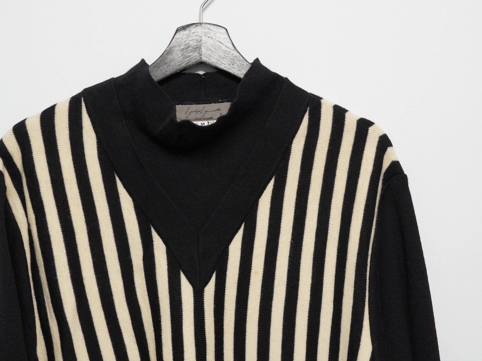 Yohji Yamamoto 1990SS Double Collar Striped Sweater — back