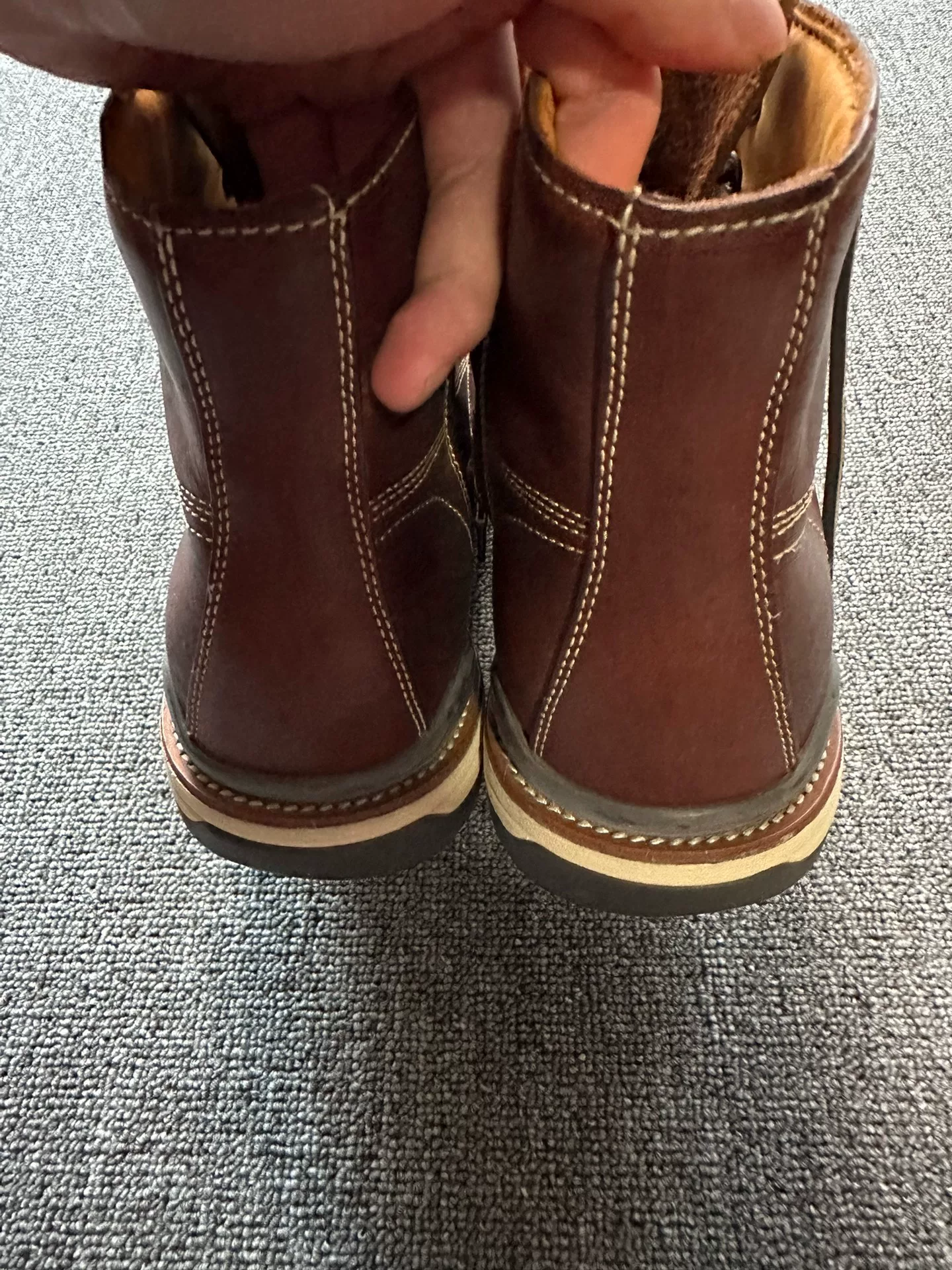 visvim Brown Leather High-Top Boots — label