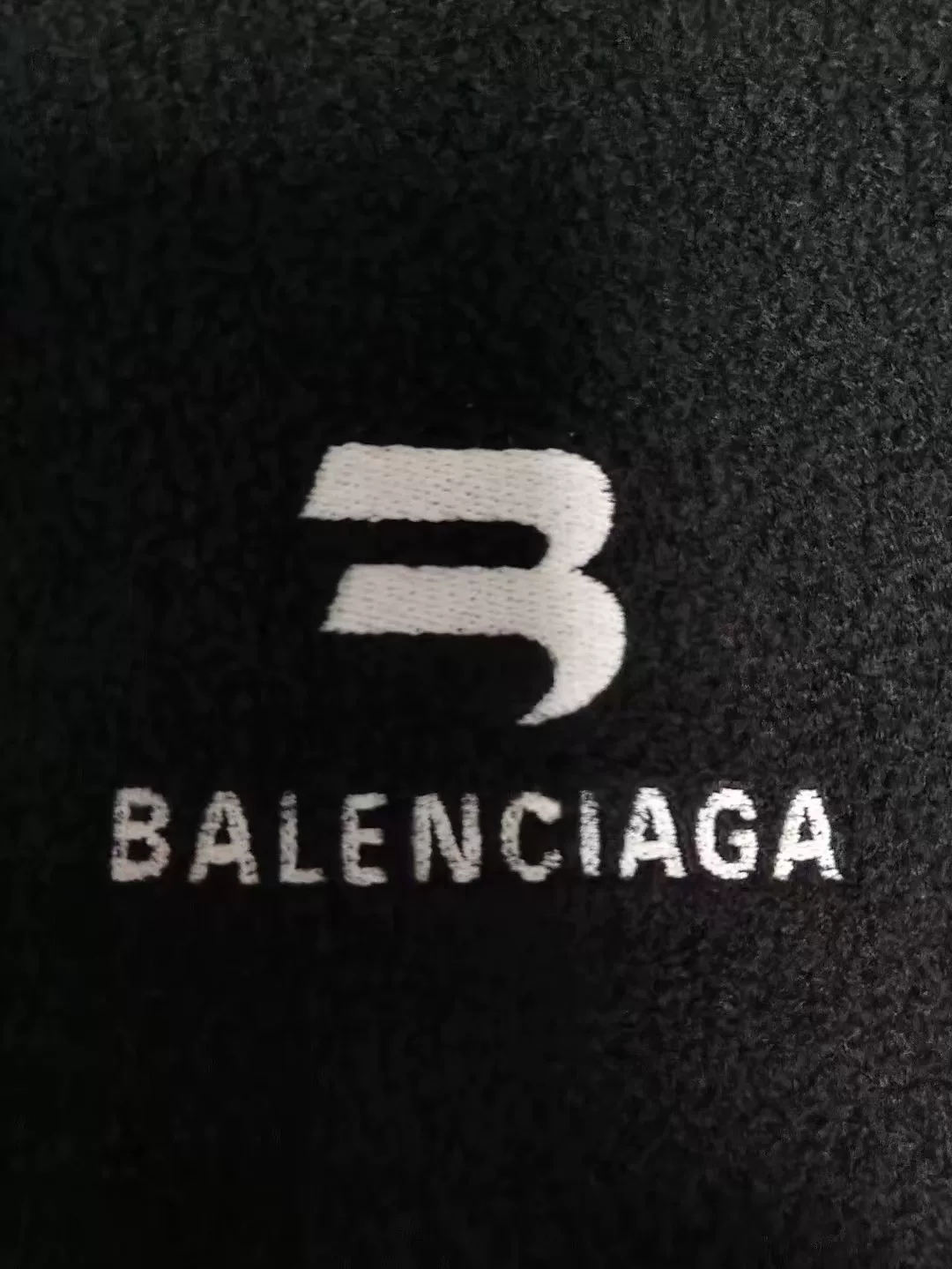 Balenciaga Sporty Black White Coral Fleece Jacket — detail