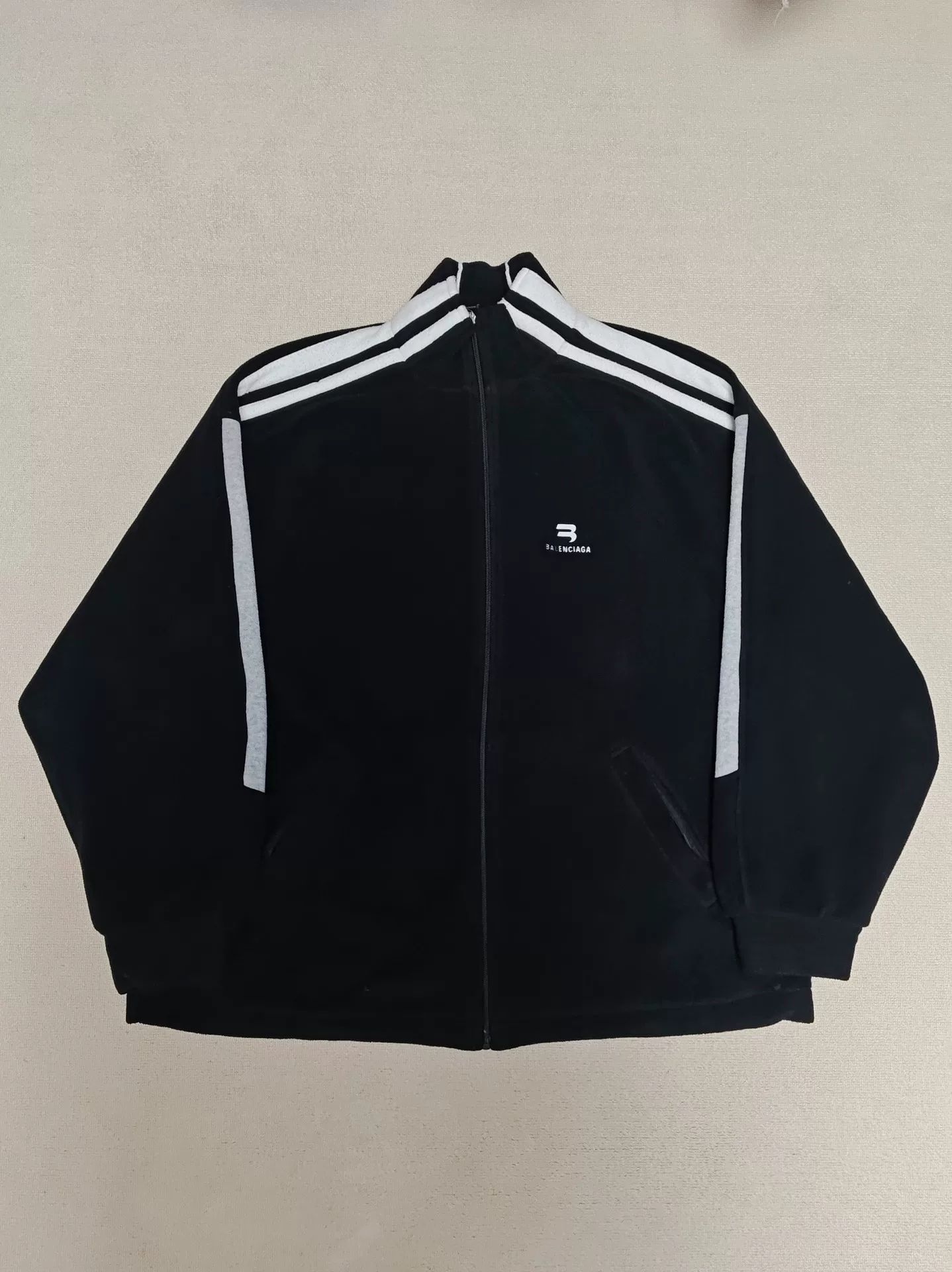 Balenciaga Sporty Black White Coral Fleece Jacket