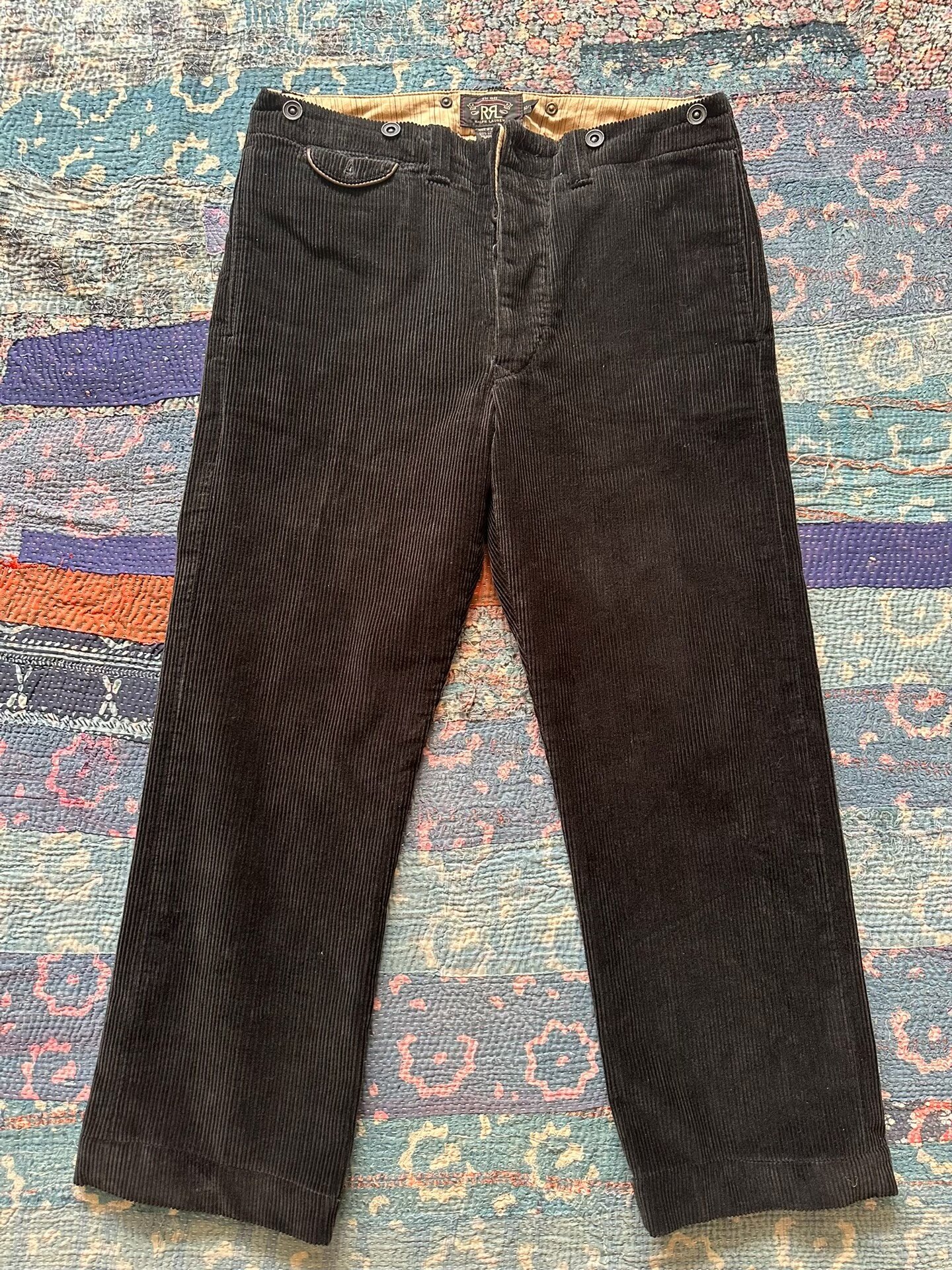 RRL Black Corduroy Straight Leg Pants