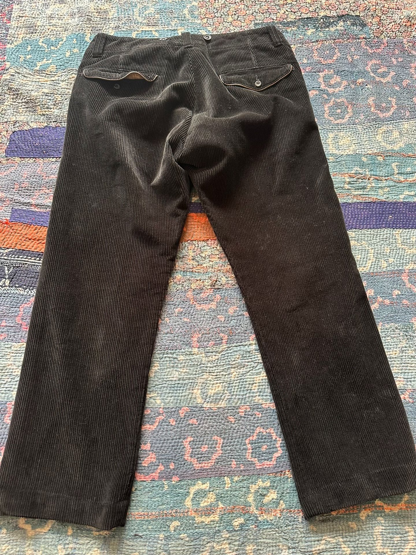 RRL Black Corduroy Straight Leg Pants — front