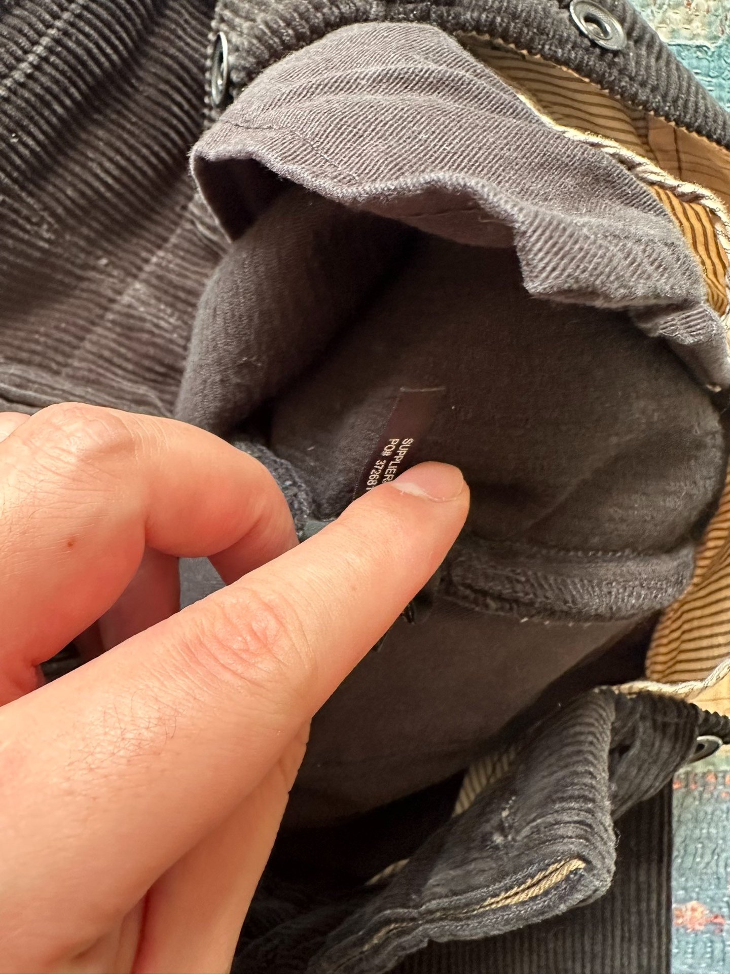 RRL Black Corduroy Straight Leg Pants — back