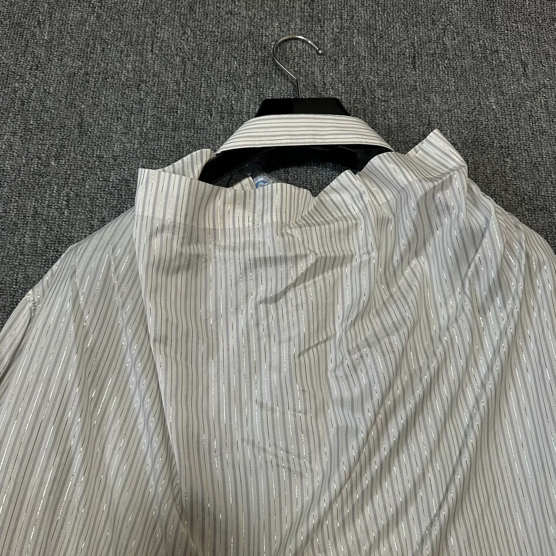 Dior Striped Long-Sleeve Backless Shirt — label