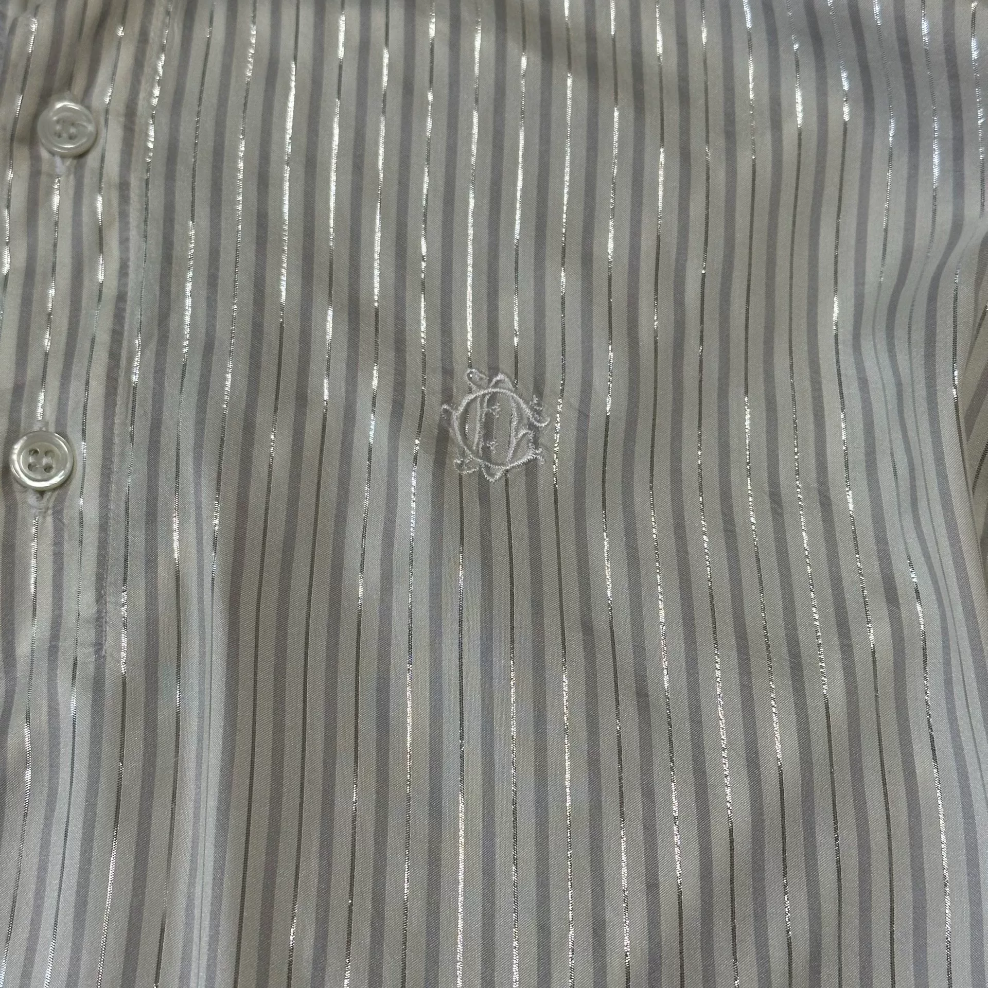 Dior Striped Long-Sleeve Backless Shirt — front