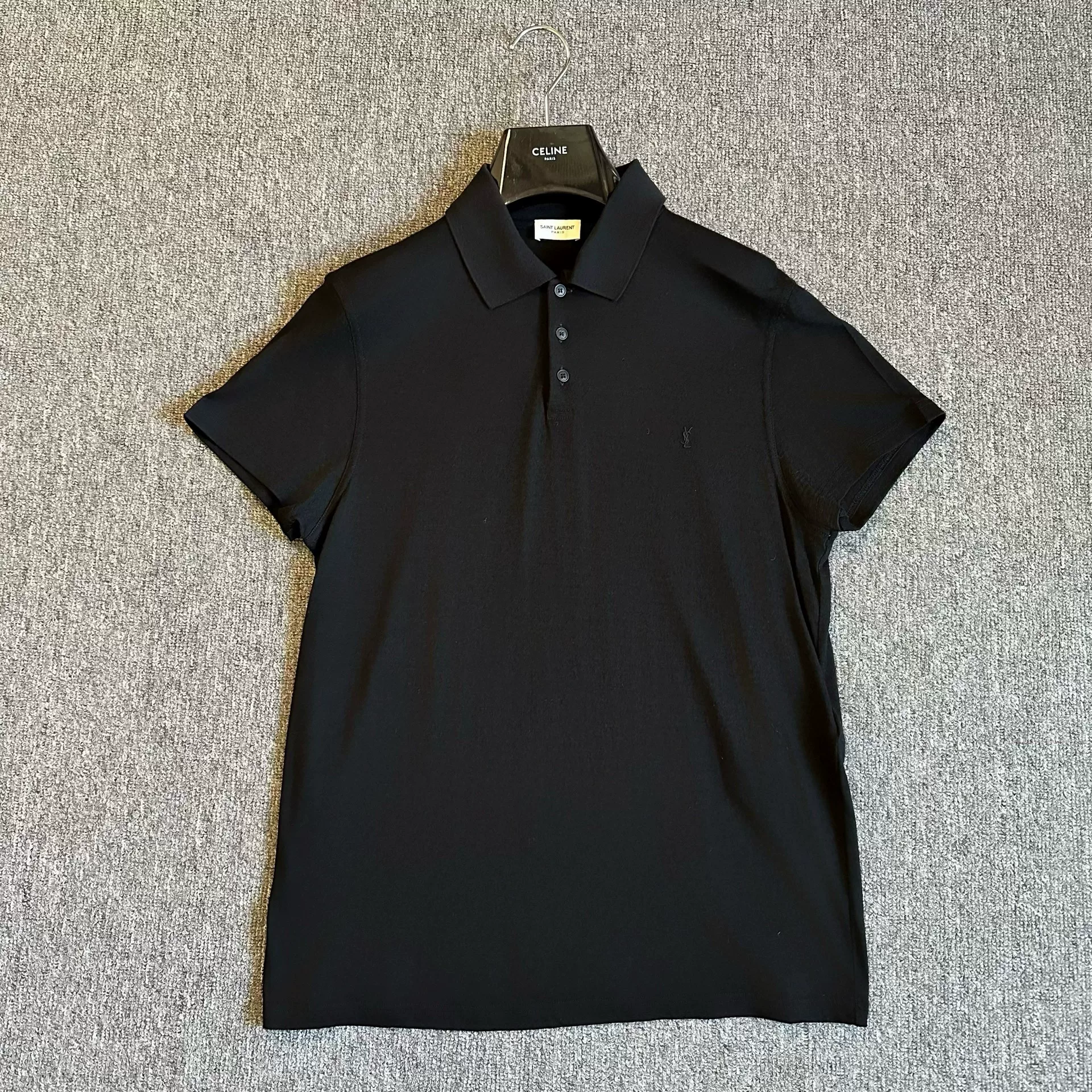YSL Short-Sleeve Chest Logo Polo Shirt