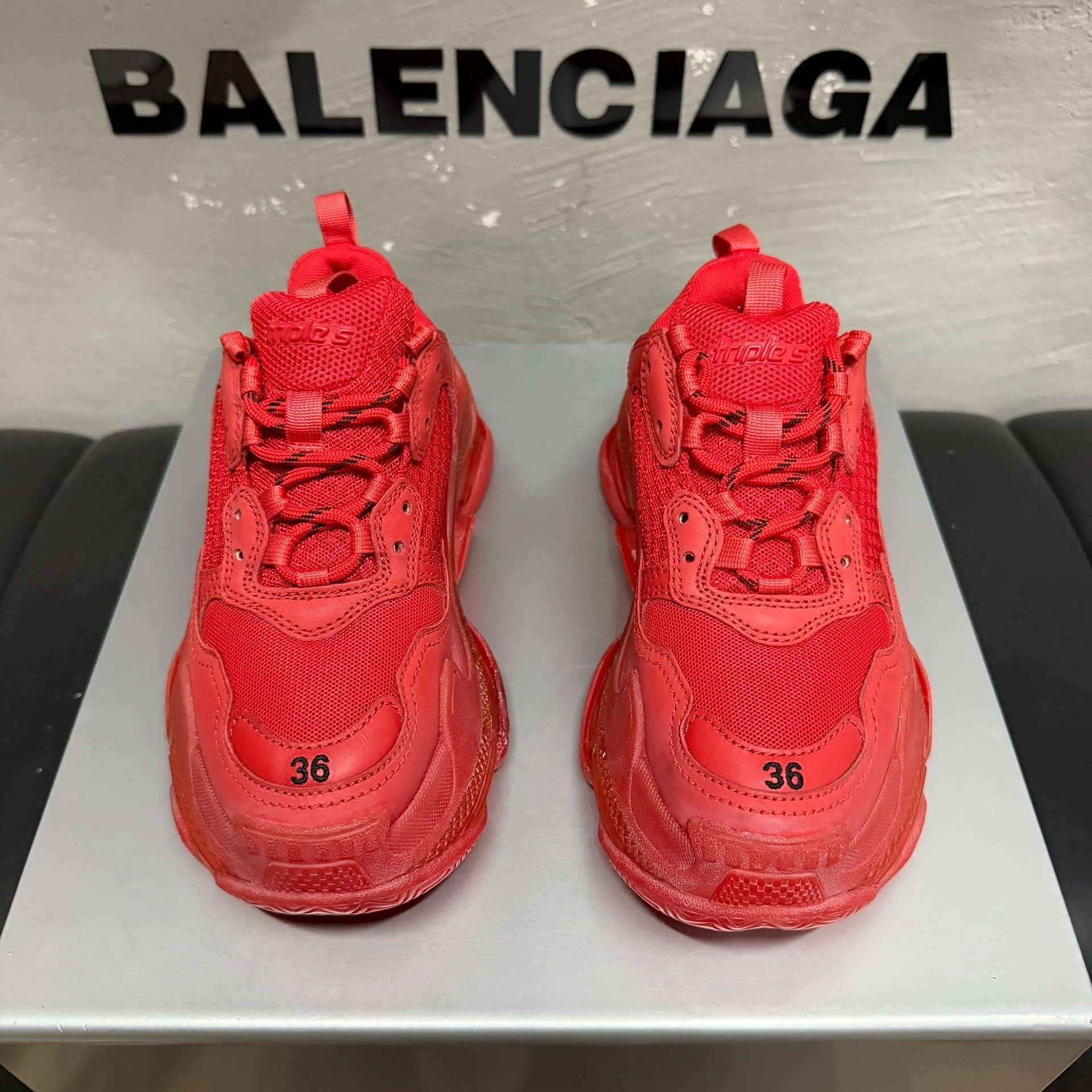 Balenciaga Triple S Red Sneakers — front