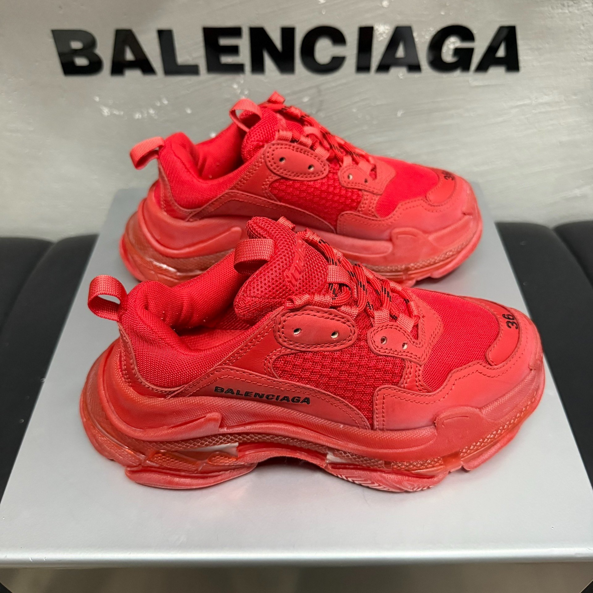 Balenciaga Triple S Red Sneakers — back