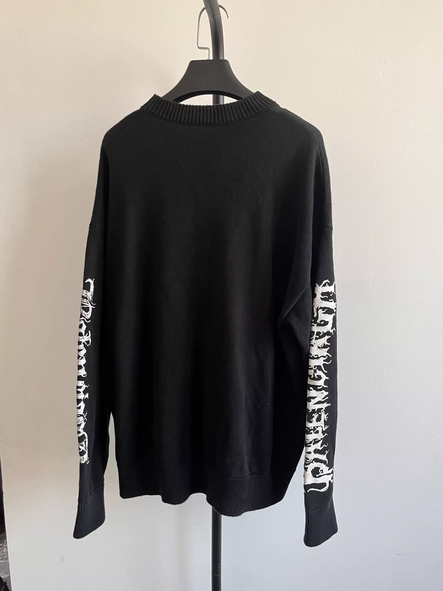 Balenciaga New Year Black Gothic Print Sweater — front