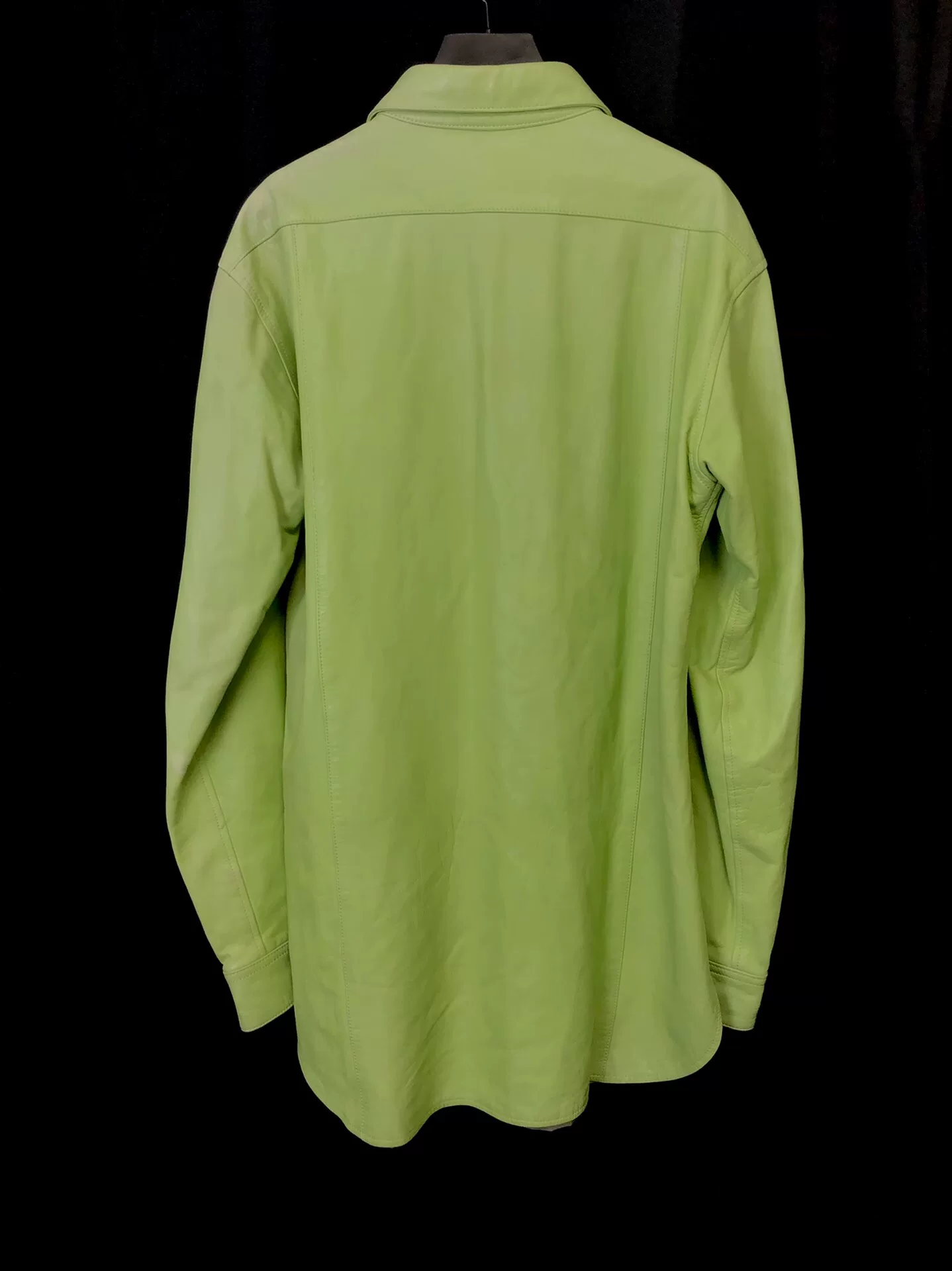 Yohji Yamamoto 97AW Apple Green Leather Shirt — detail